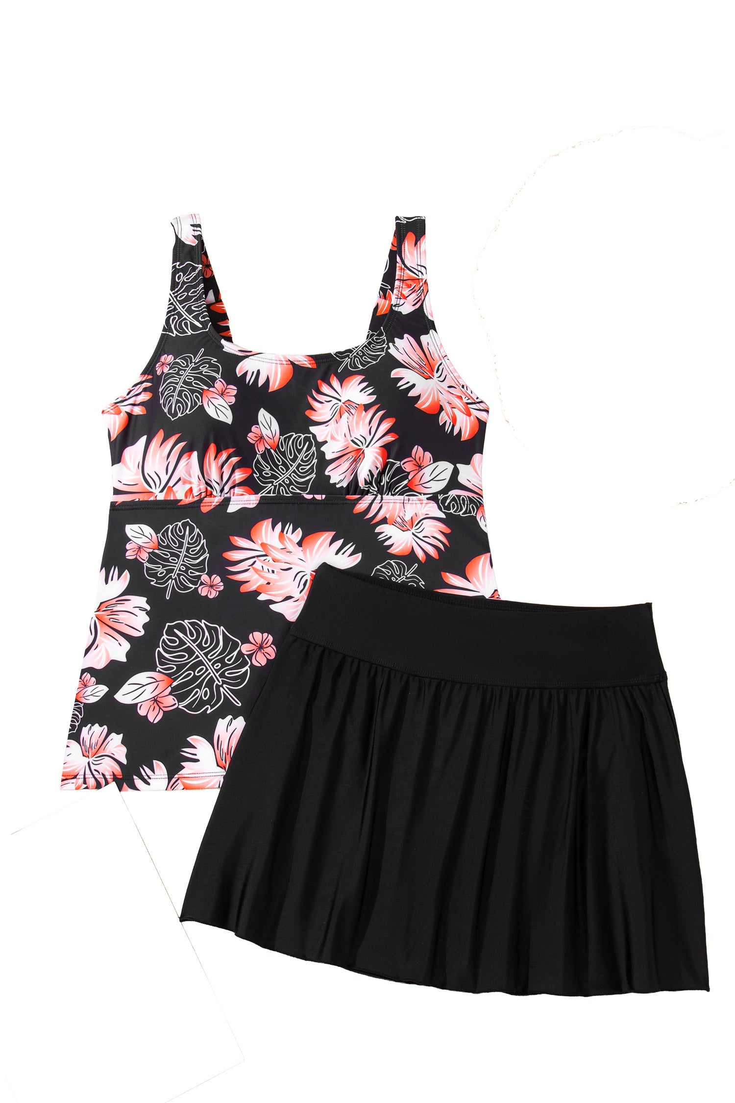 Scoop Neck Adjustable Tankini and Matching Skort Swimsuit