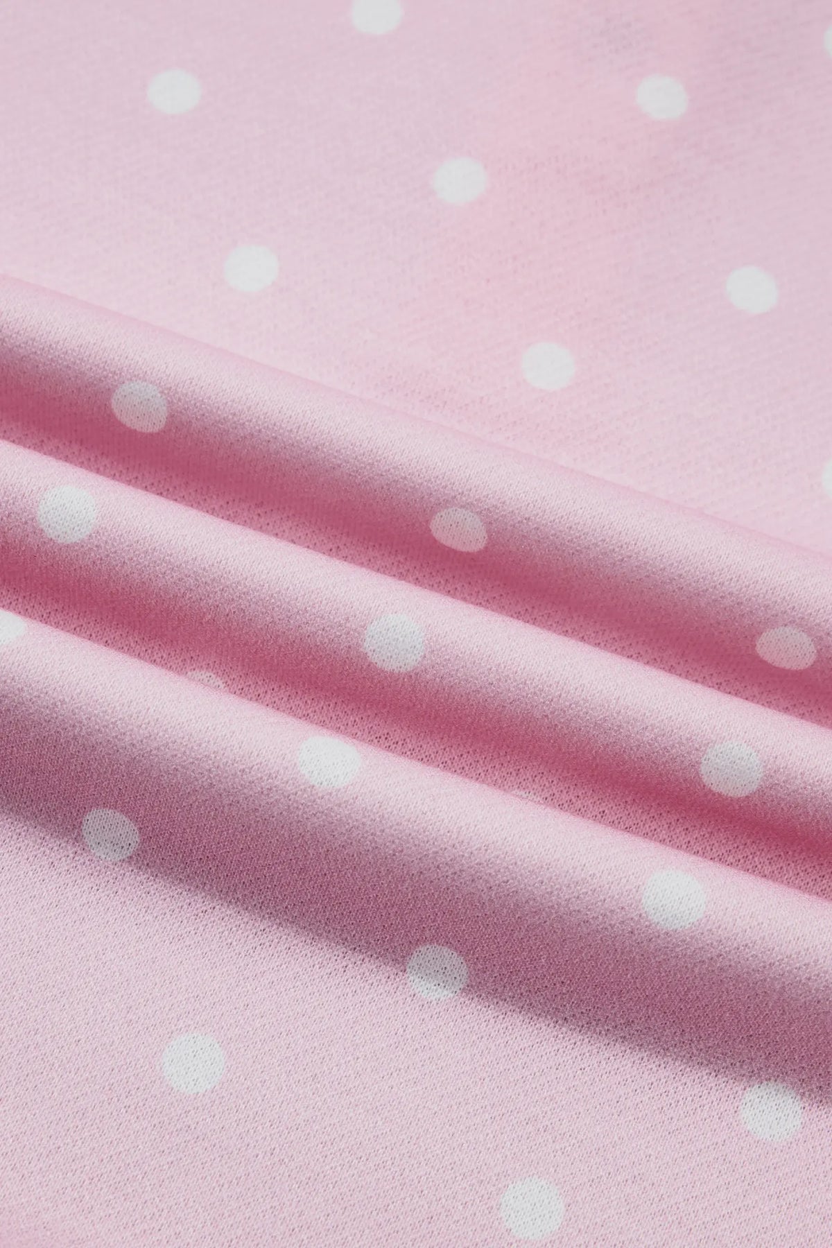 Polka Dot Print Metal Button Collar Casual Pullover Sweatshirt – Pink