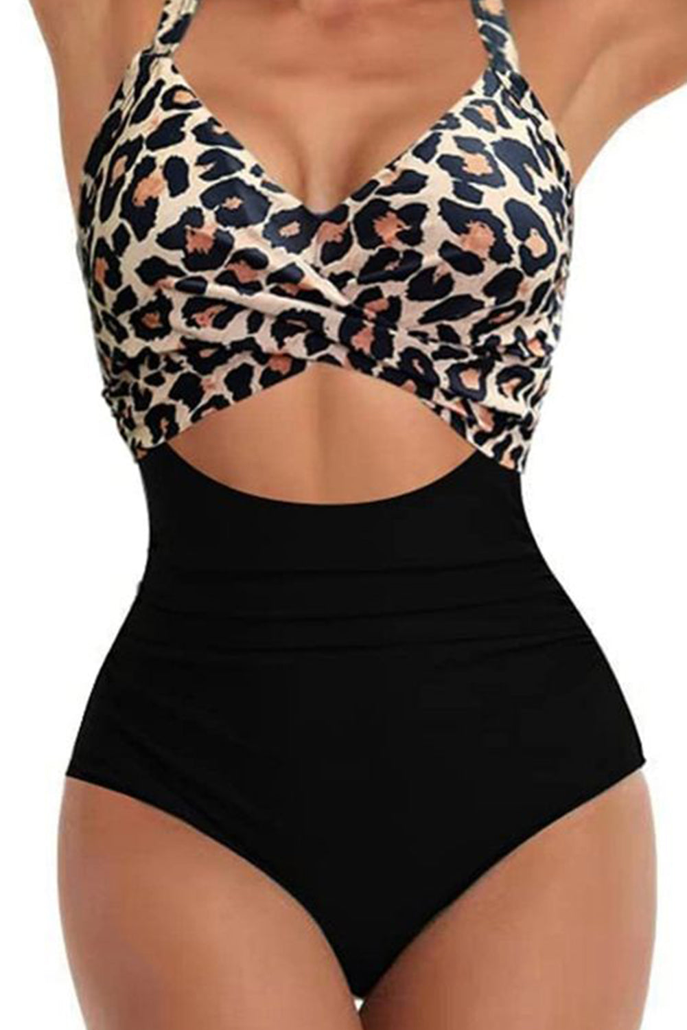 2-tone Crossed Cutout Backless Monokini - Swimwear/One Piece Swimsuit