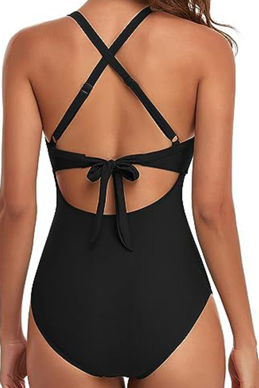 2-tone Crossed Cutout Backless Monokini - Swimwear/One Piece Swimsuit