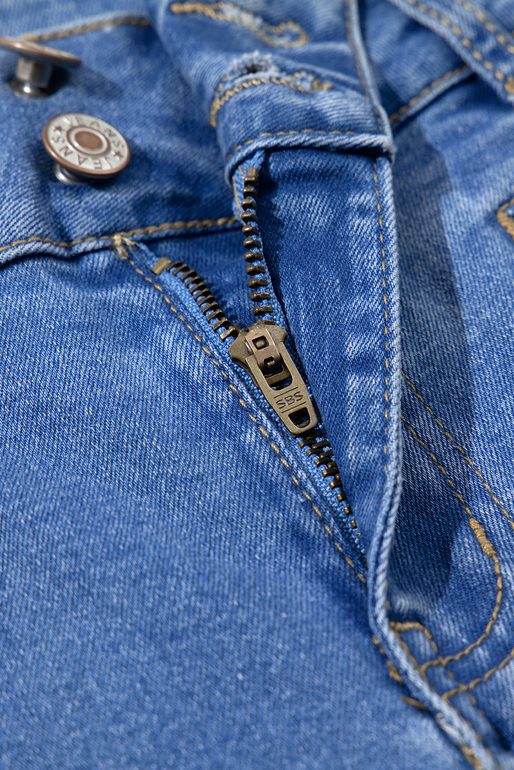 Double Button High Rise Straight Leg Jeans - eAura