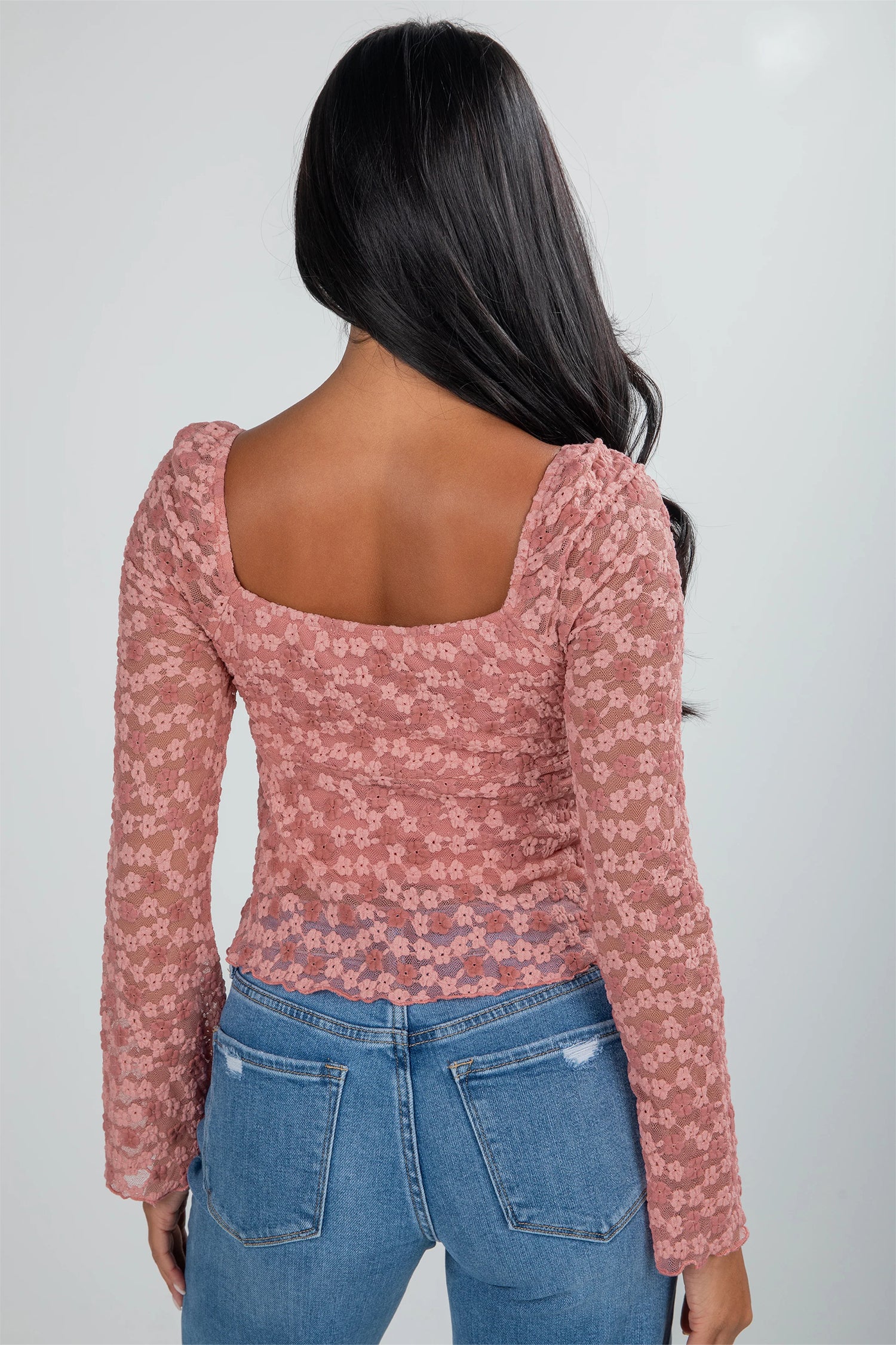 Drawstring Knot Detail Floral Lace Blouse - Tops/Blouses & Shirts