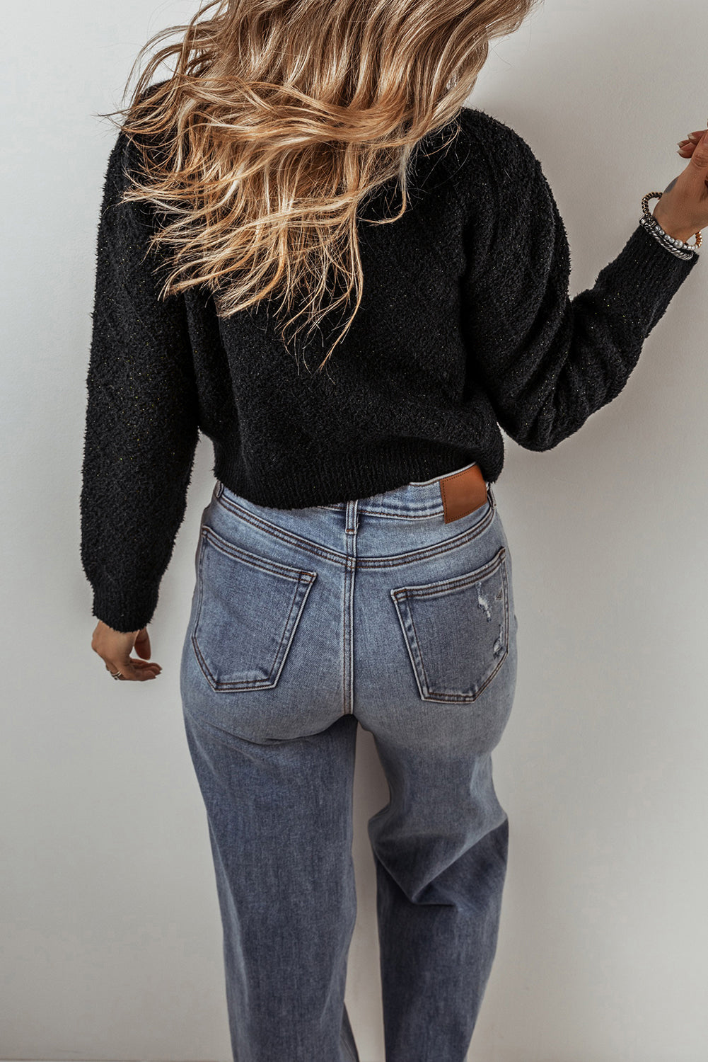 Black Shimmer Flap Pocket Button up Cardigan eAura