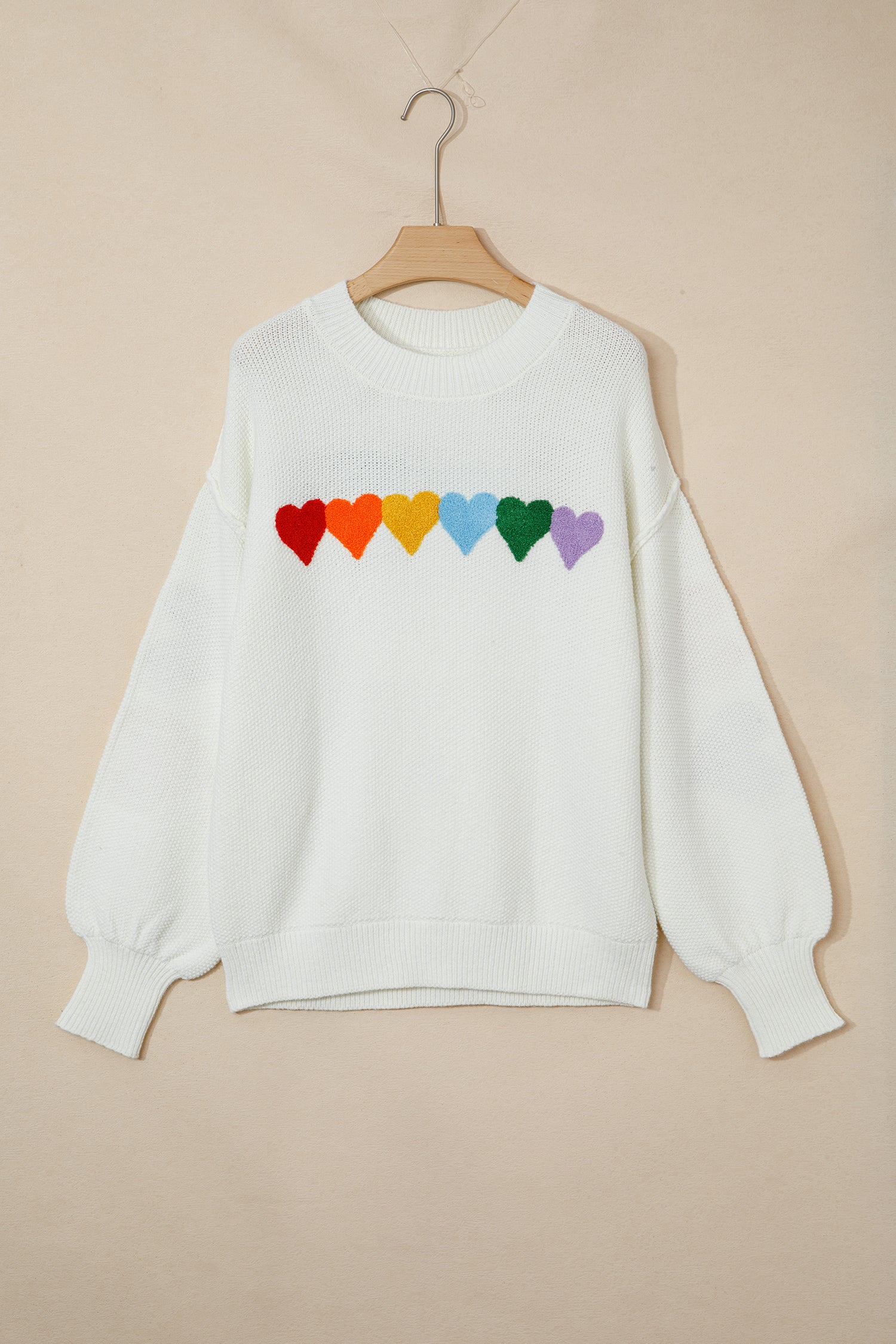 White Chenille Graphic Drop Shoulder Sweater - Sweaters & Cardigans/Sweaters