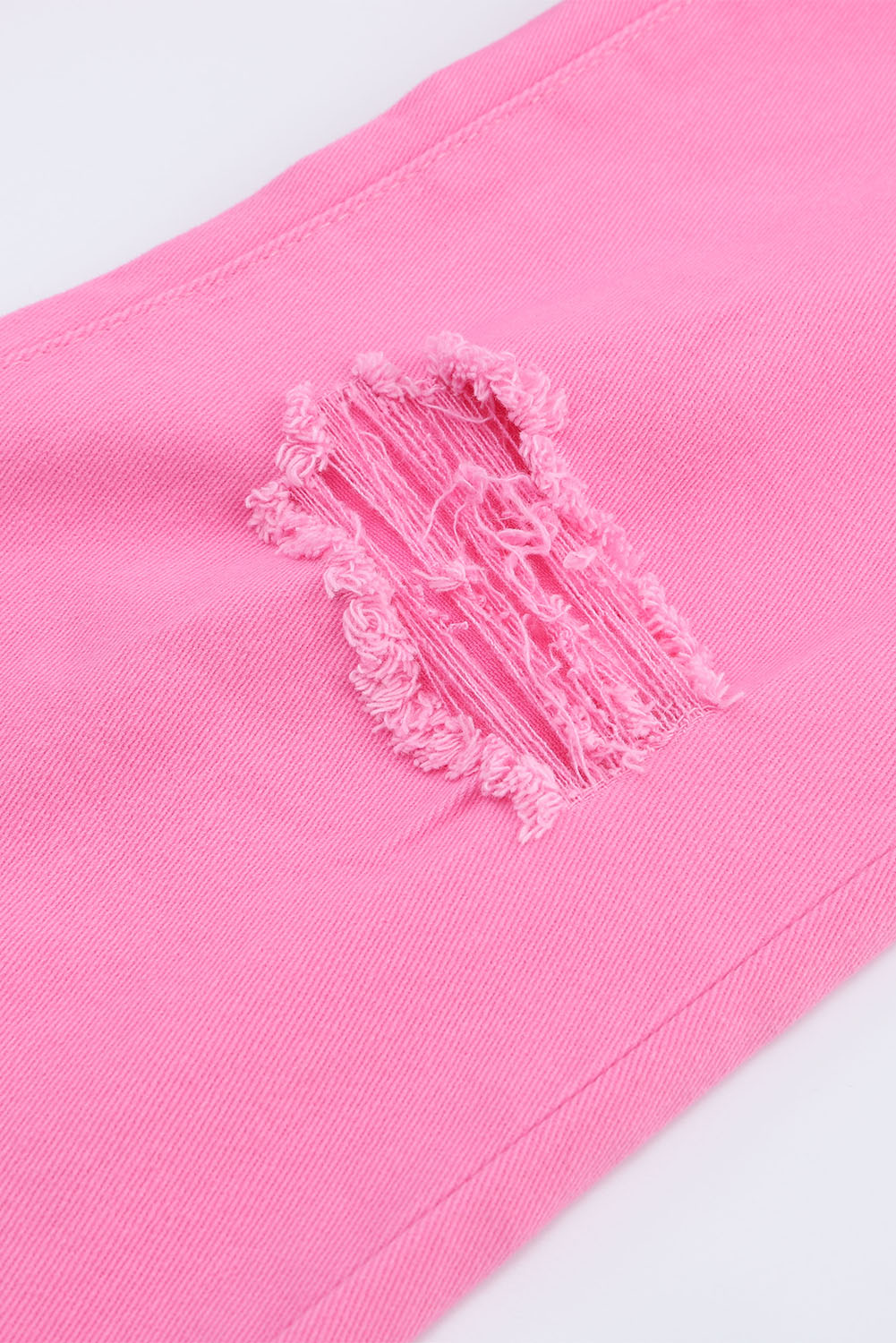 Pink Vintage High Waist Flare Leg Ripped Raw Hem Jeans Beagle Boutique Fashion Outlet