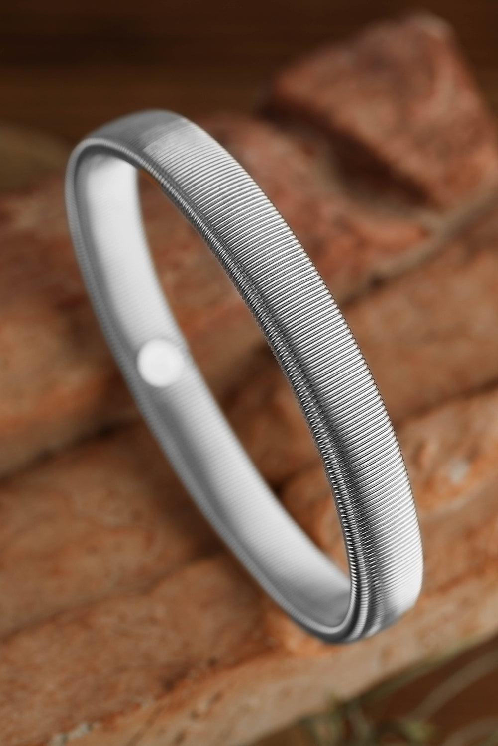 Silvery Stretchy Plated Metal Wide Bangle BB Fashion Outlet