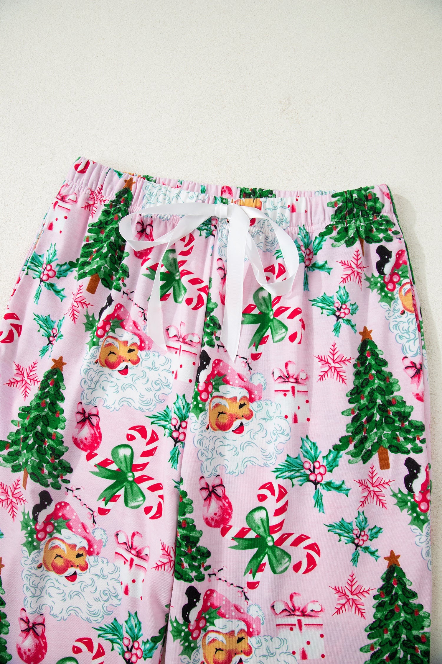 White Christmas Pattern Button V-Neck Pyjamas - Loungewear & Sleepwear/Loungewear