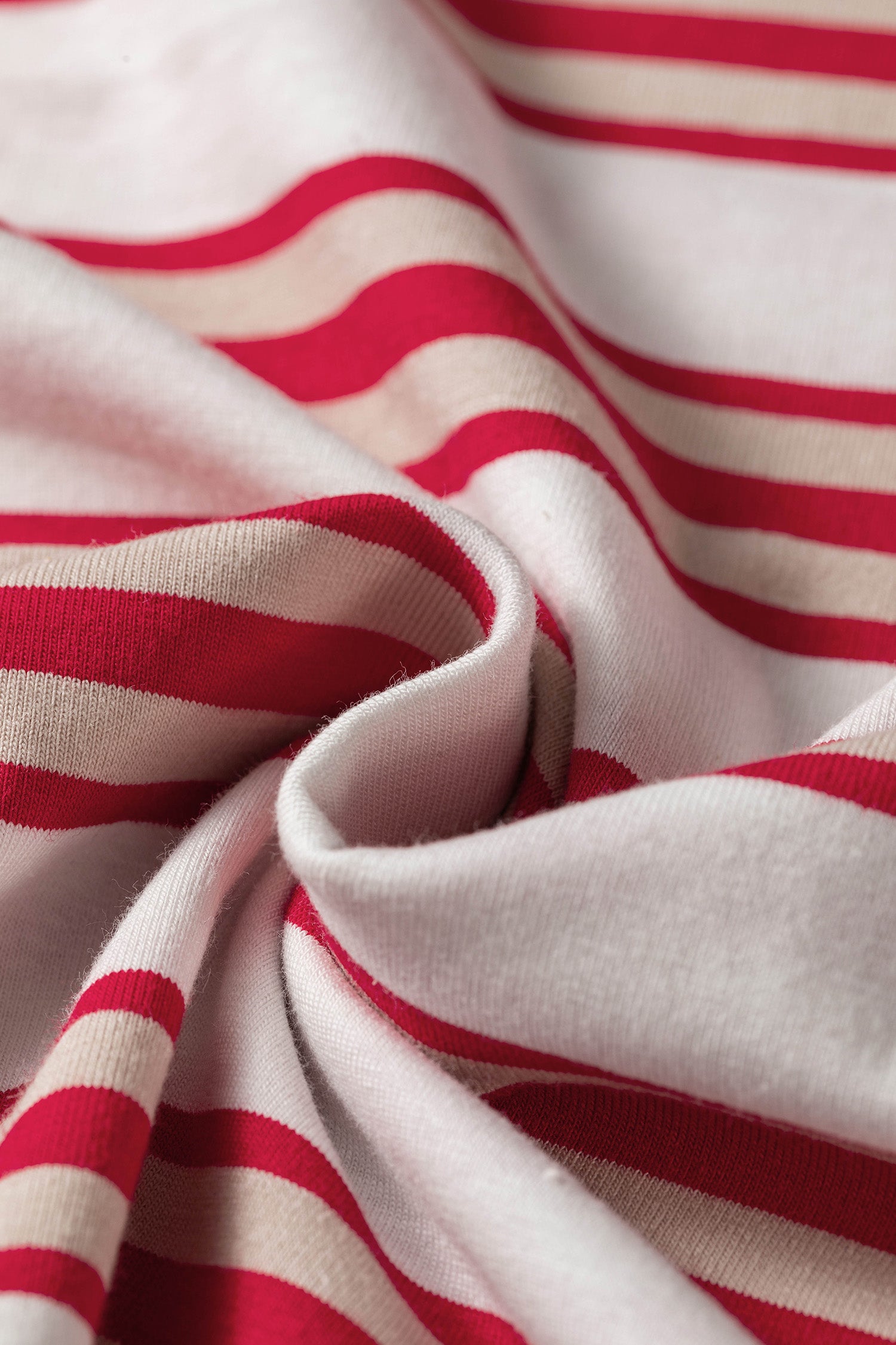 Dropped Shoulder Long Sleeve Casual Pullover Top – Red Stripe