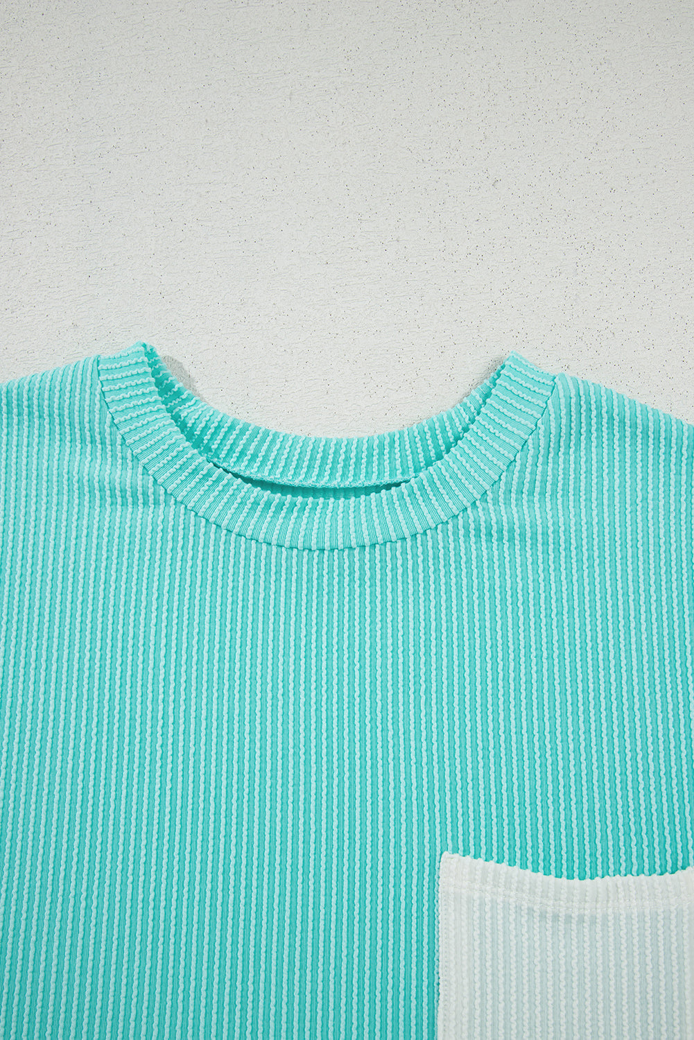 Ribbed Knit Colour Block Pocketed Crew Neck T Shirt eAura