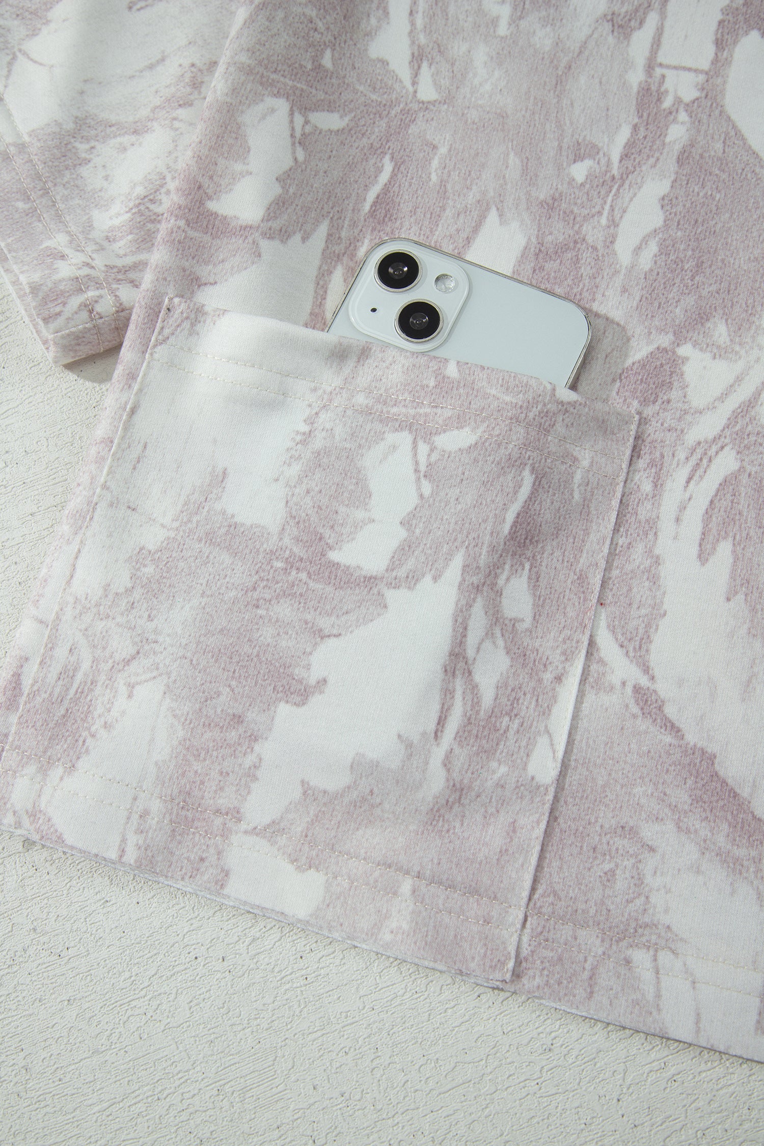 Gray Woodland Camo Print Raw Edge Cropped Top & Skirt Set