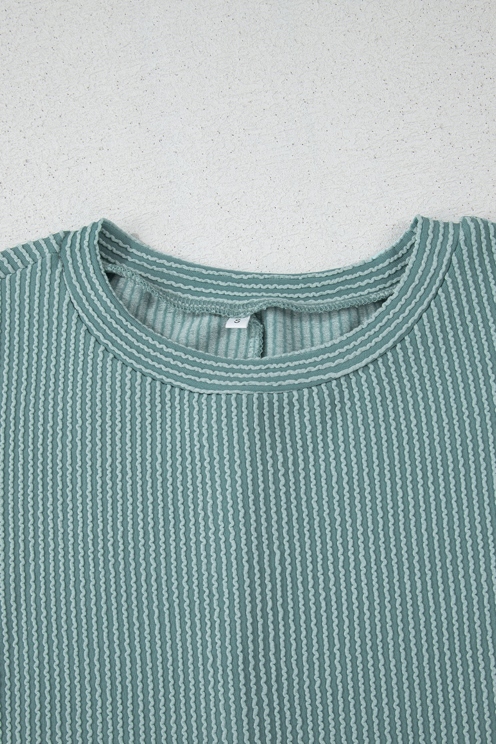 Canton Ribbed Ruffle Sleeve Crew Neck Shift Dress eAura