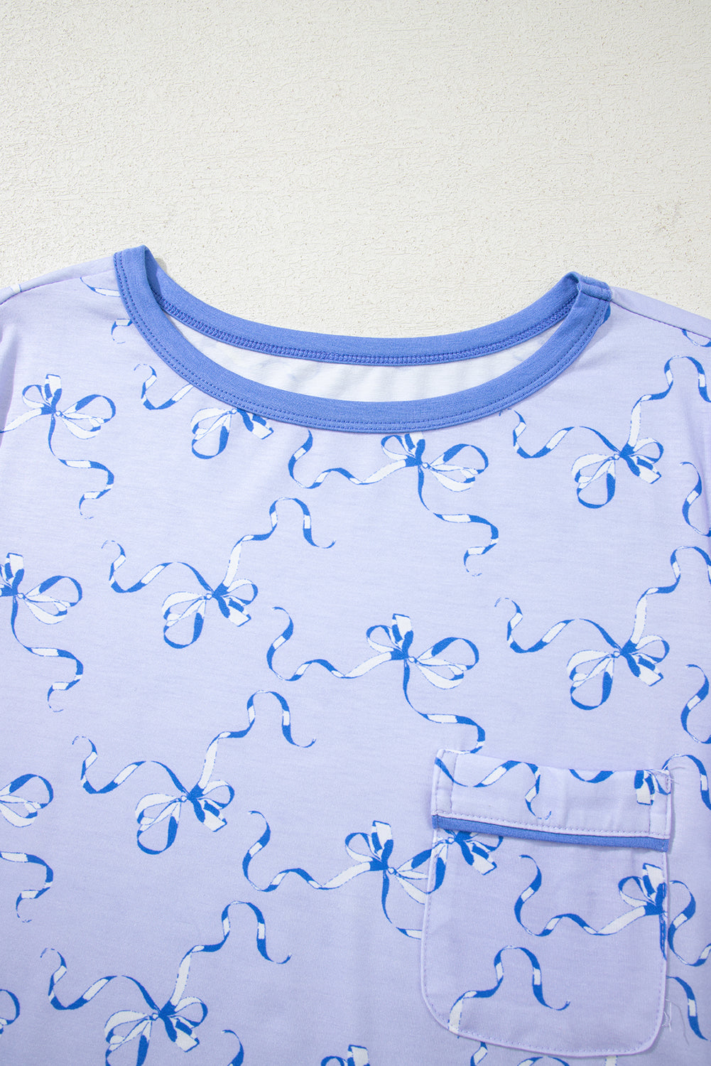 Sky Blue Bow Print Ruffled Short Pyjamas eAura