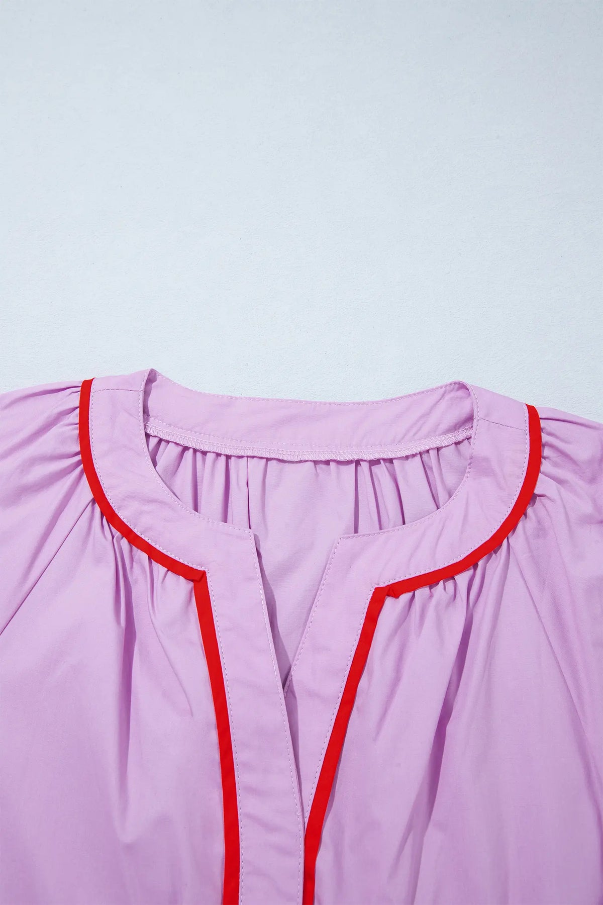 Contrast Detail Long Sleeve Decorative Neckline Cotton Blouse – Orchid Bouquet