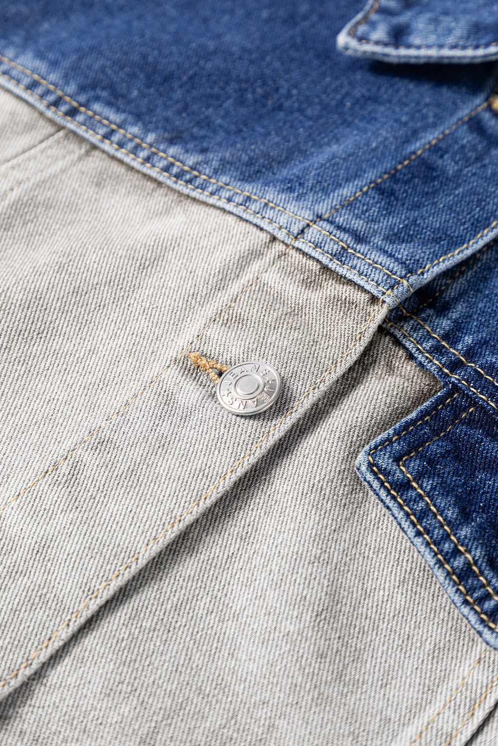 Blue Patchwork Flap Detail Distress Denim Jacket Dear-Lover Dropshipping
