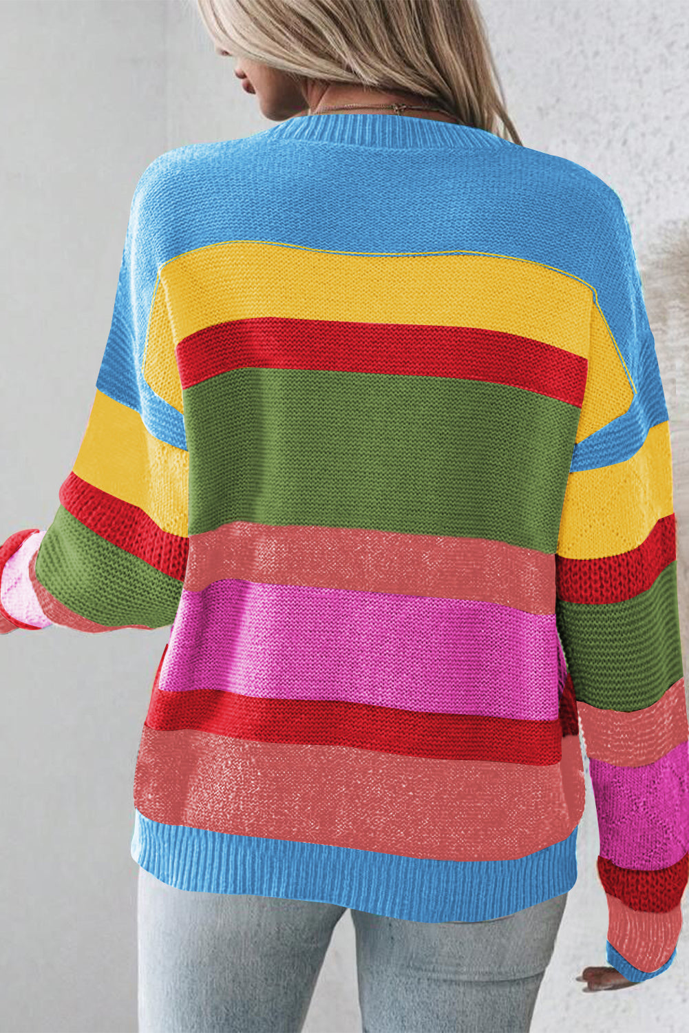 Yellow Colourblock Mixed Textured Drop Shoulder Sweater eAura