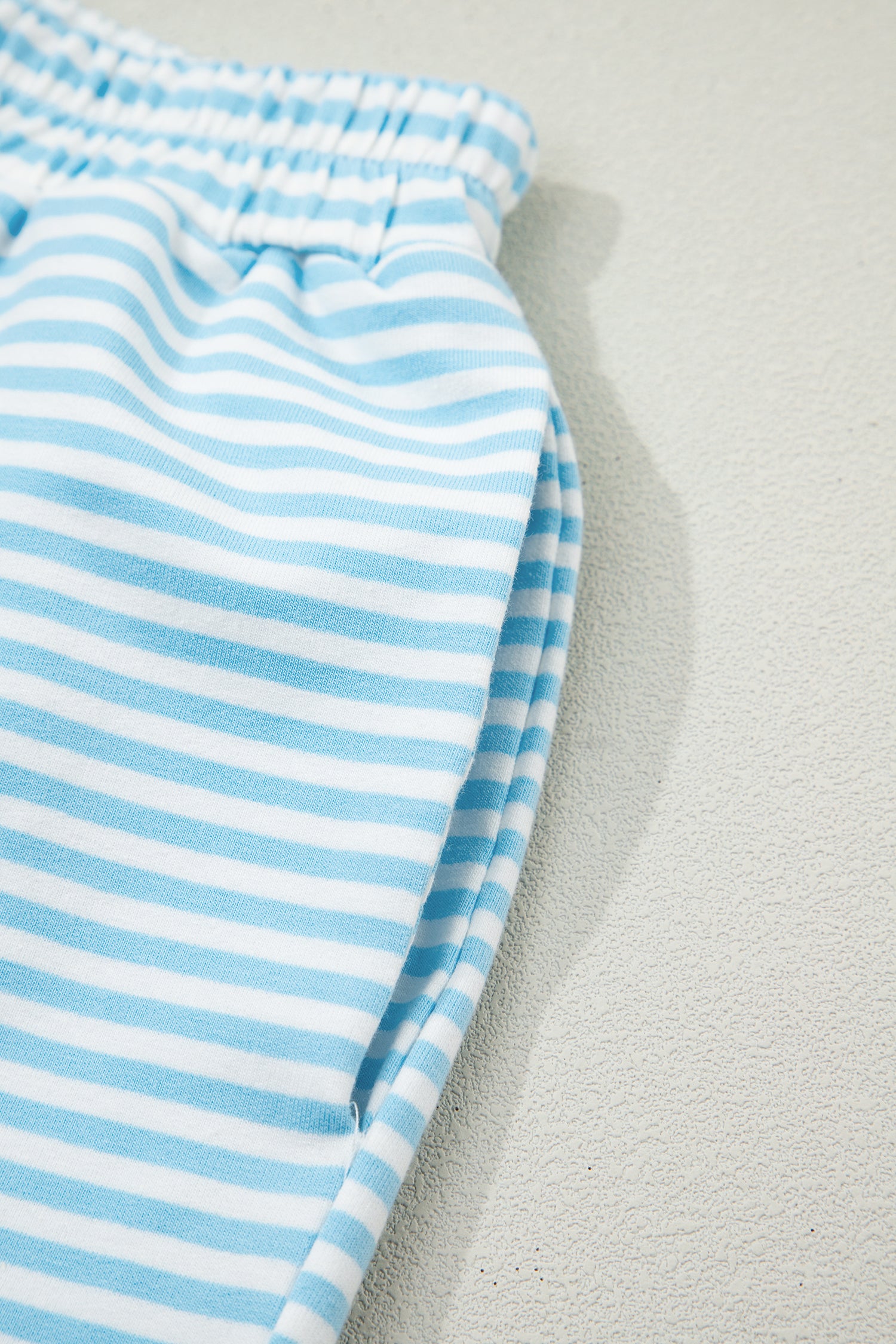 Stripe Oversize Mock Neck Sweatshirt and Shorts Set