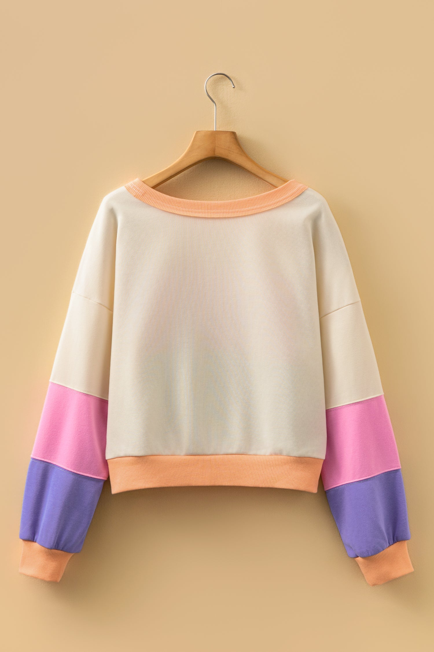 Colour Block Drop Shoulder Cropped Sweatshirt - Tops/Sweatshirts & Hoodies