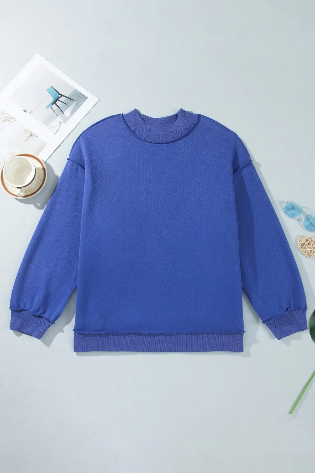 Exposed Seam Detail Reversible Double Wear Plus Size Sweatshirt