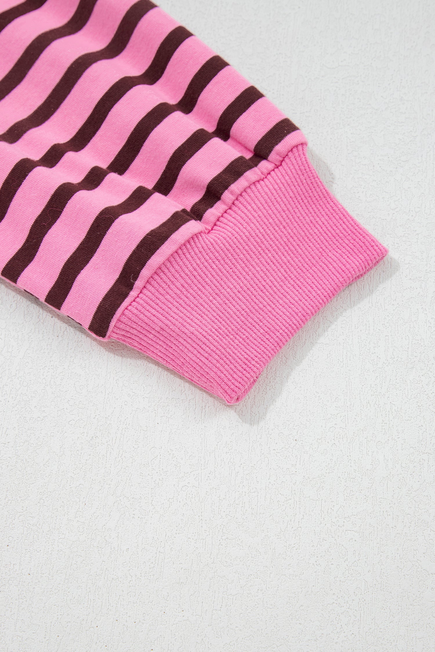 V Neck Drop Shoulder Long Sleeve Top – Pink Stripe