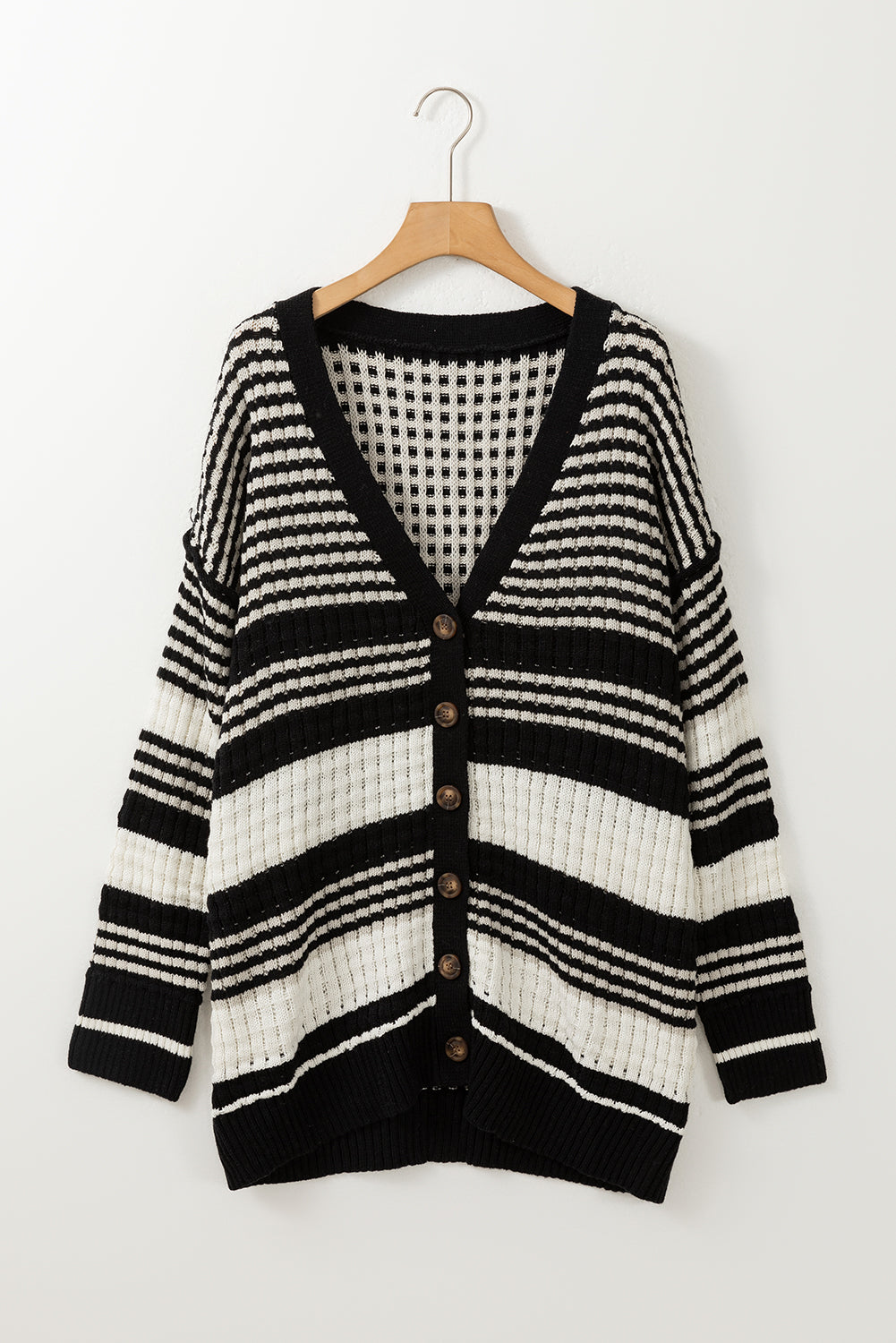 Green Colourblock Textured Knit Buttoned Cardigan eAura