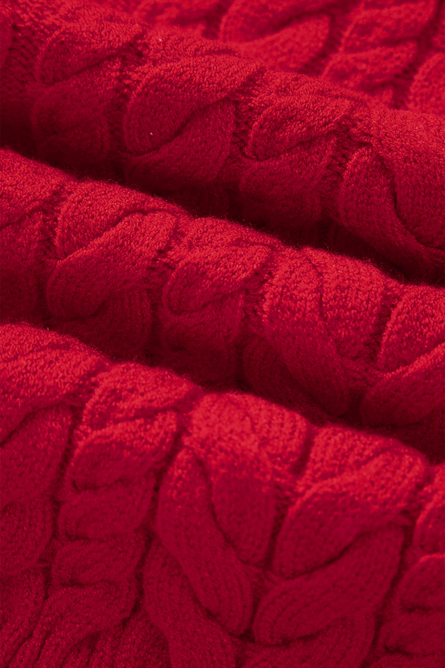 Red Cable Knit Baggy Sweater - eAura