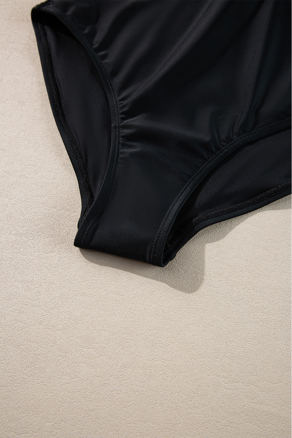 Black Colour Contrast Ruffled Wrap V Neck Swimsuit eAura