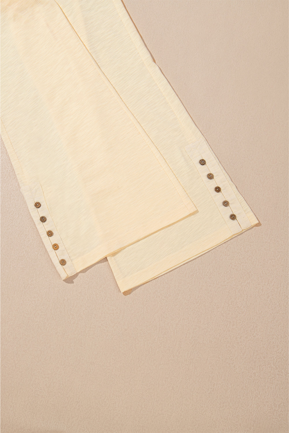 Beige Semi-Sheer Sleeveless Top and Smocked Waist Trousers Set Co-ord eAura
