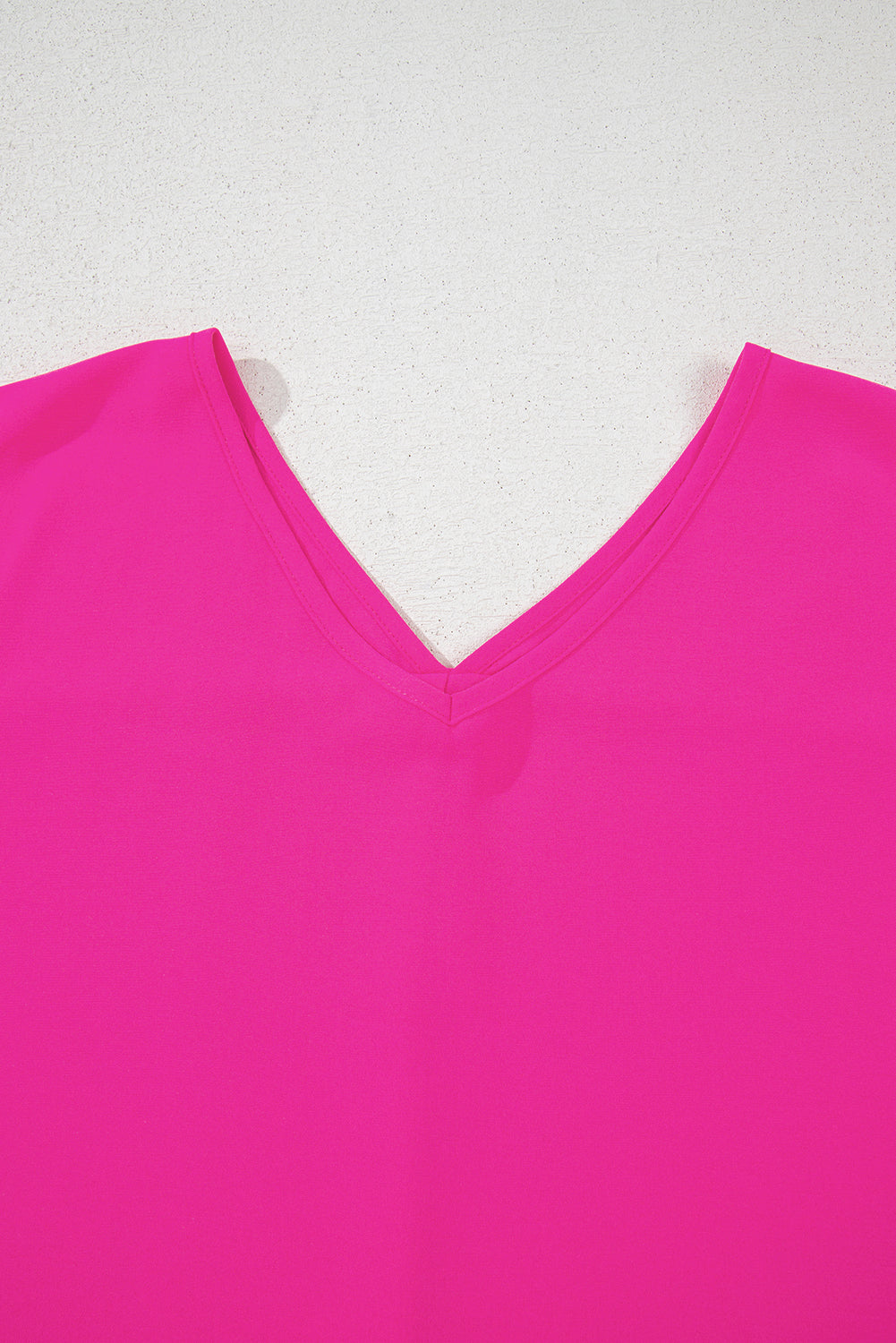 Bright Pink Seamed Back High Low Hem V Neck Cuffed Sleeve Plus Size Tee BB Fashion Outlet