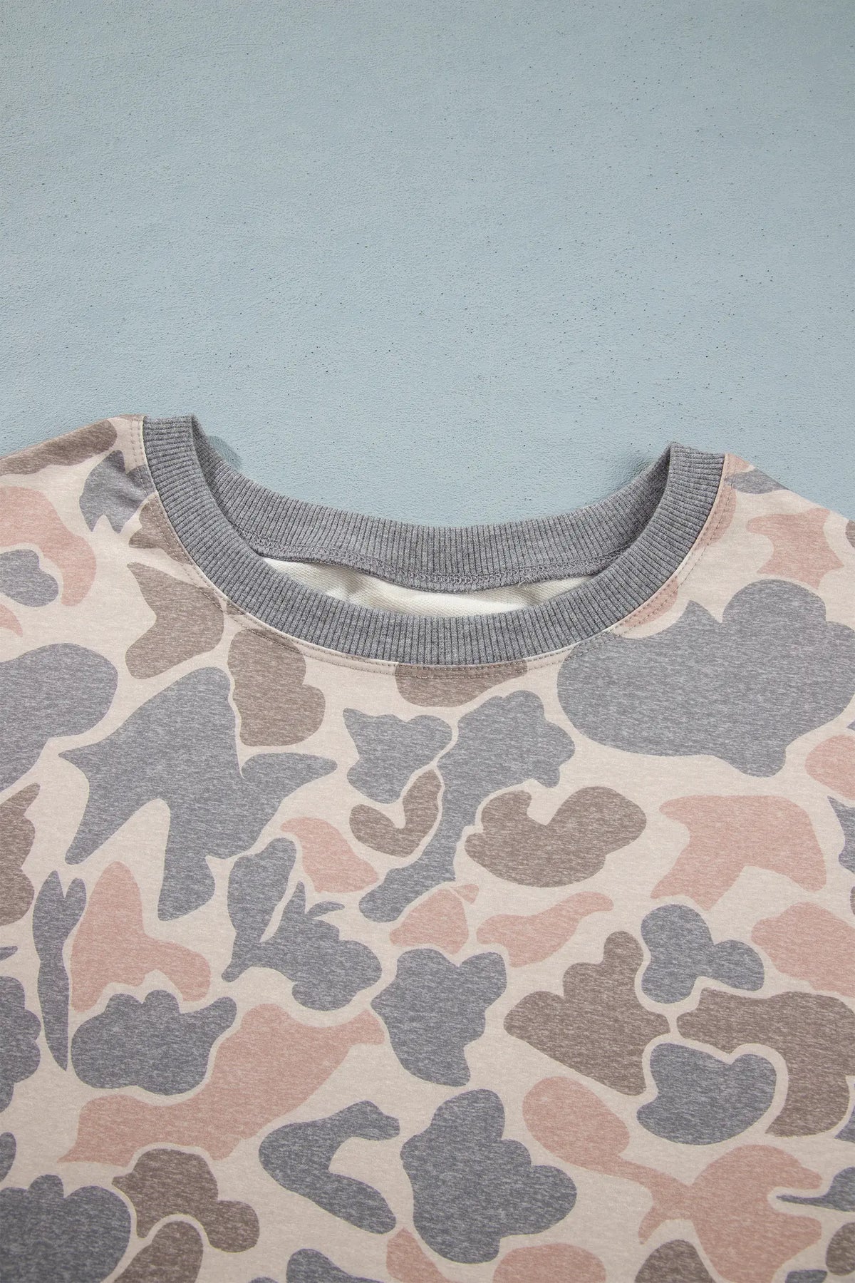 Camouflage Long Sleeve Round Neck Two-Piece Plus Size Set – Multicolour