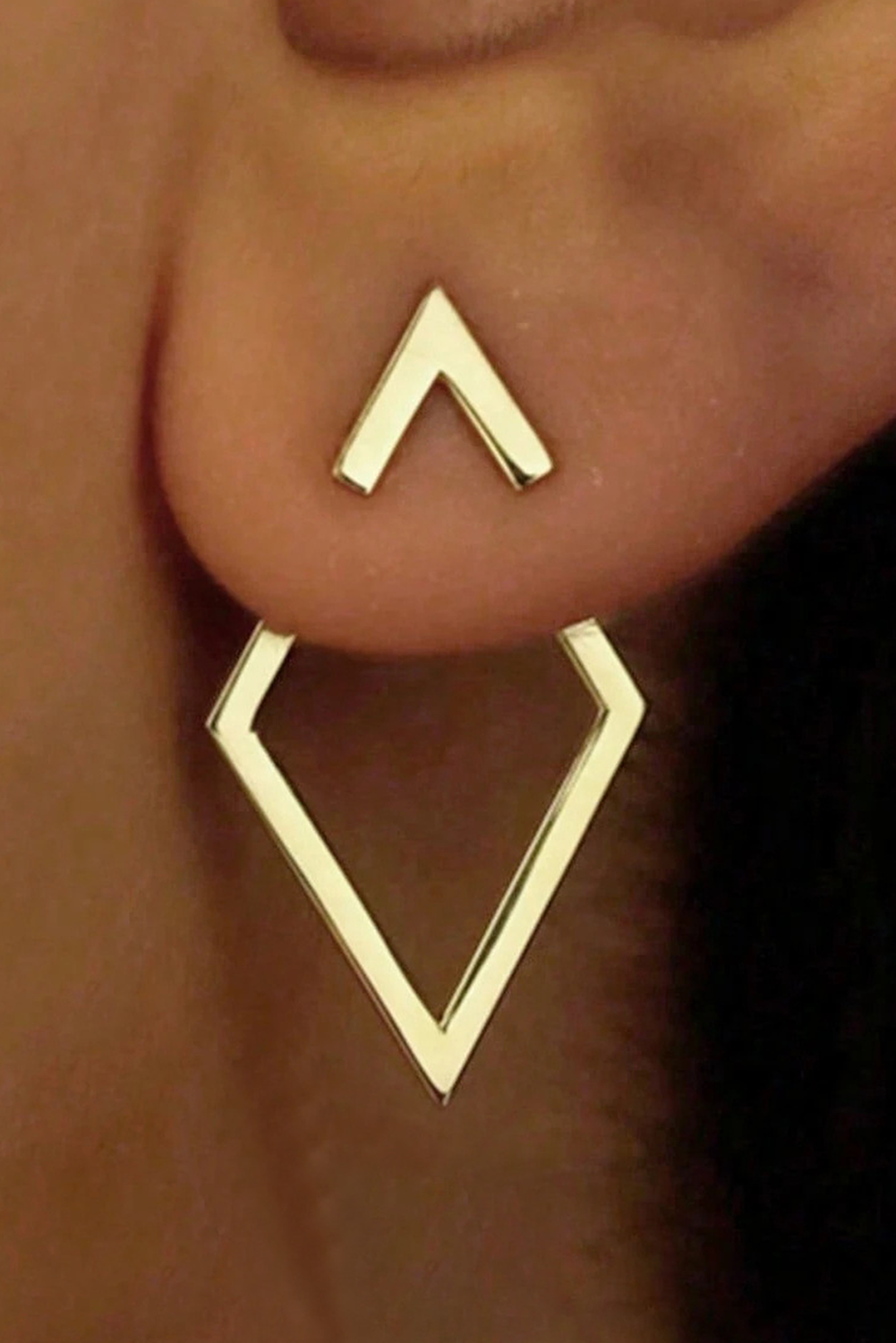 Gold Coloured Geometric Shape Stud Earrings