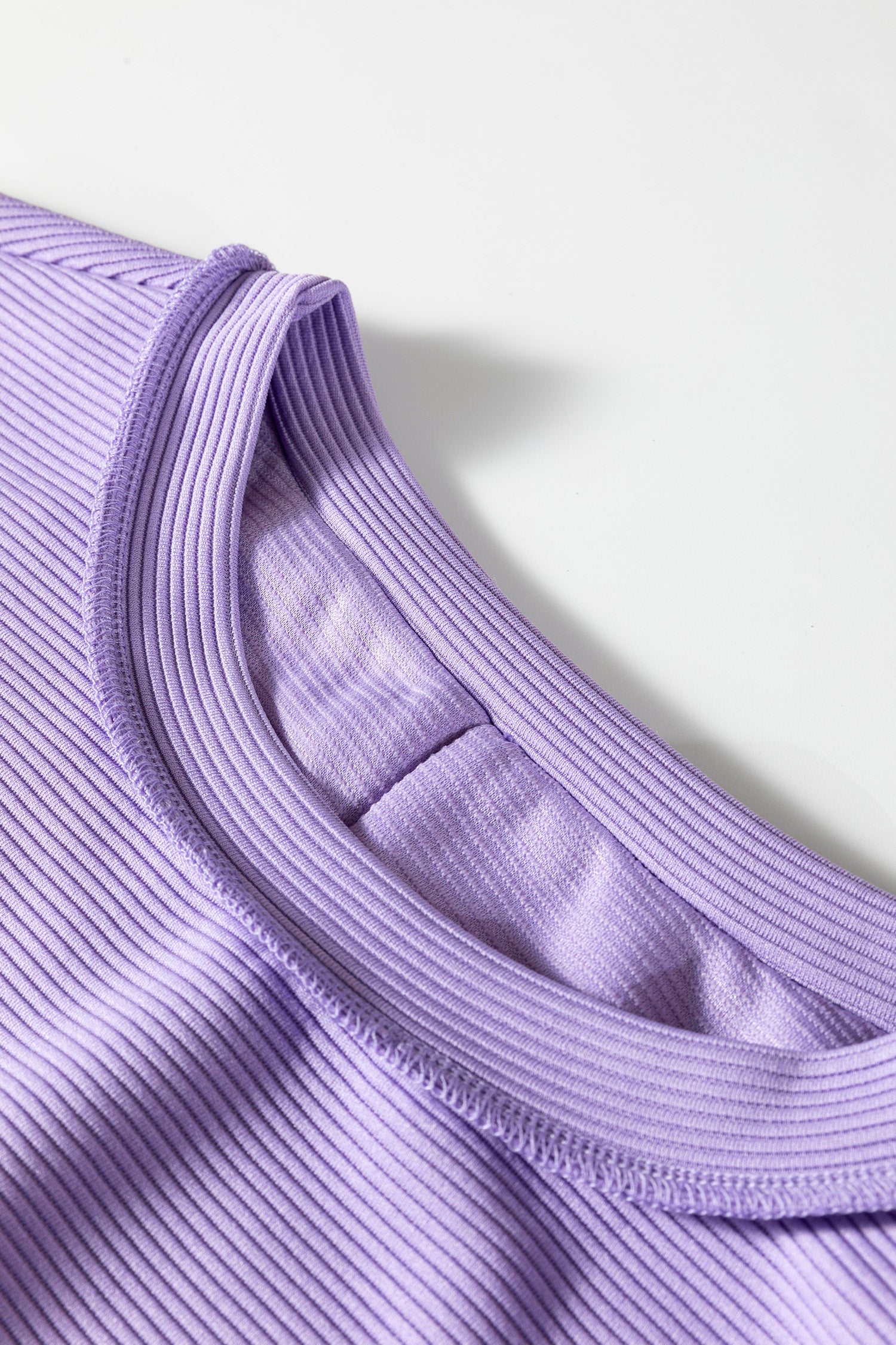 Horizontal Ribbed Exposed Seam Detail Drop Shoulder Baggy Pullover