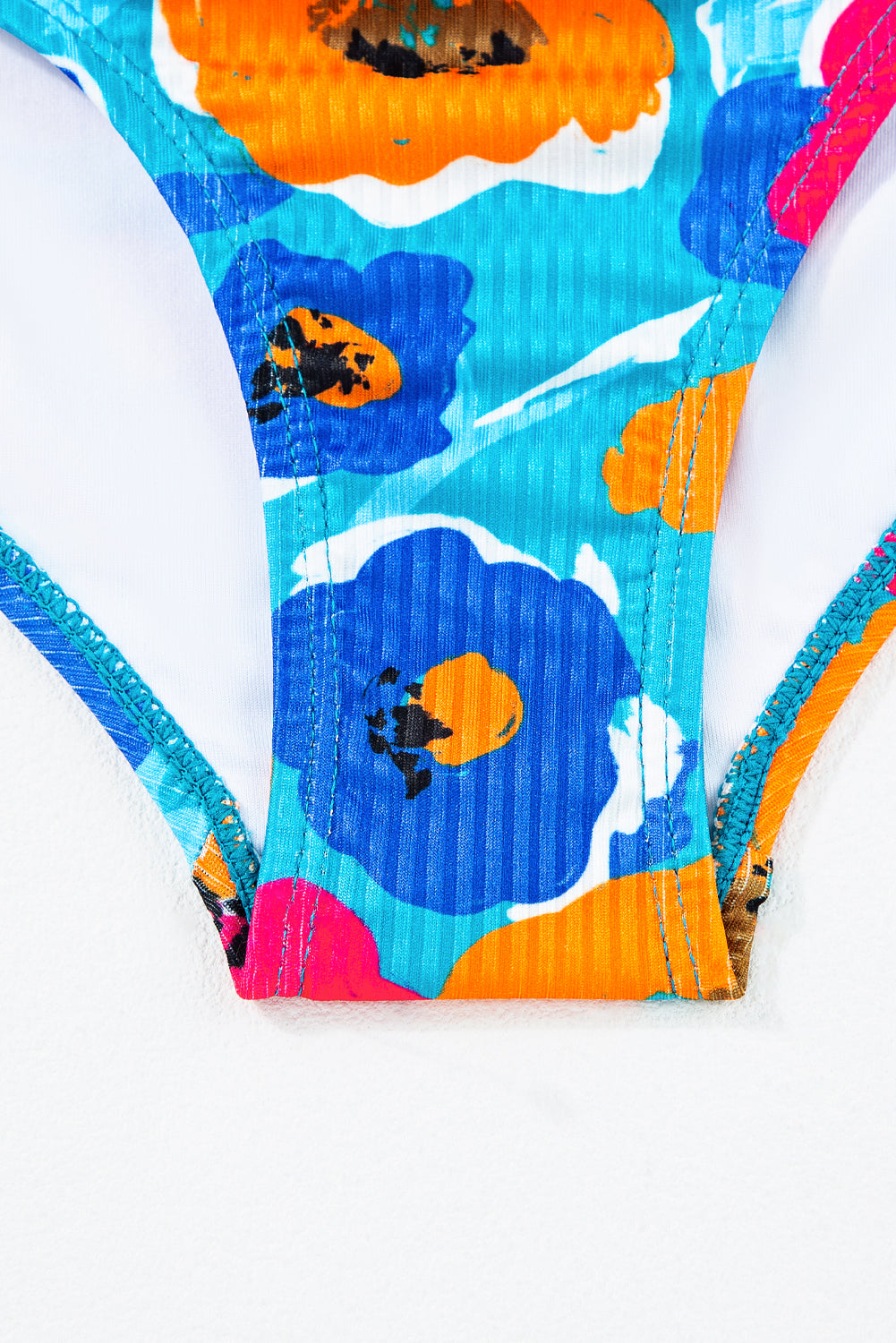 Orange Adjustable Straps Ribbed Knit One Piece Swimsuit eAura