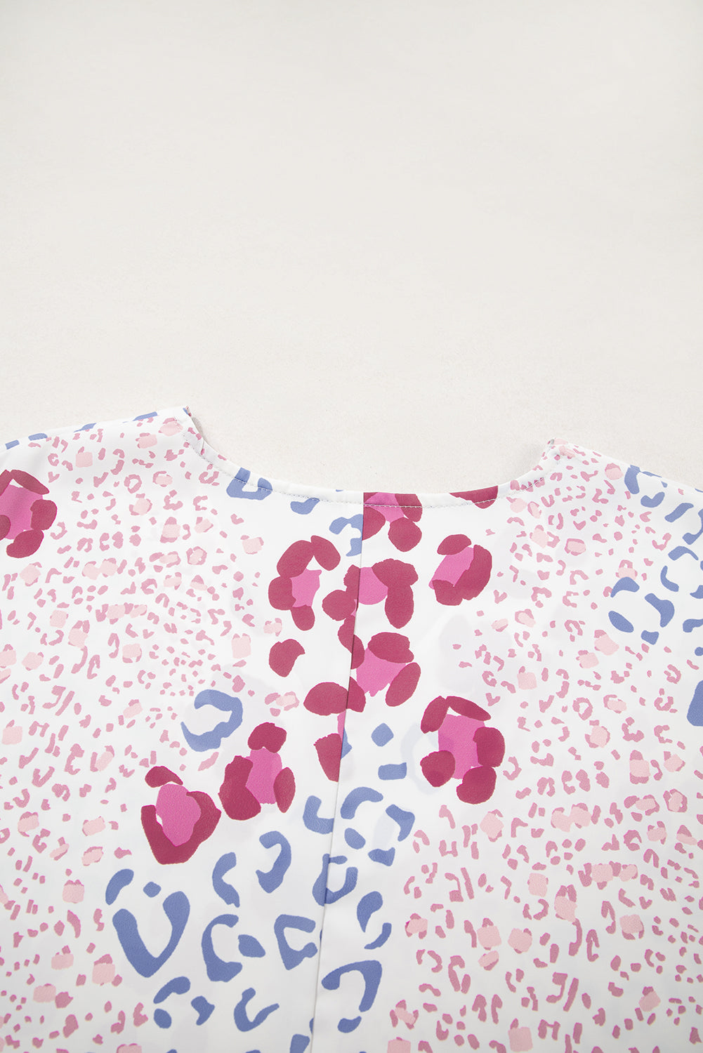 Mixed Leopard Print V Neck Short Sleeve Blouse eAura