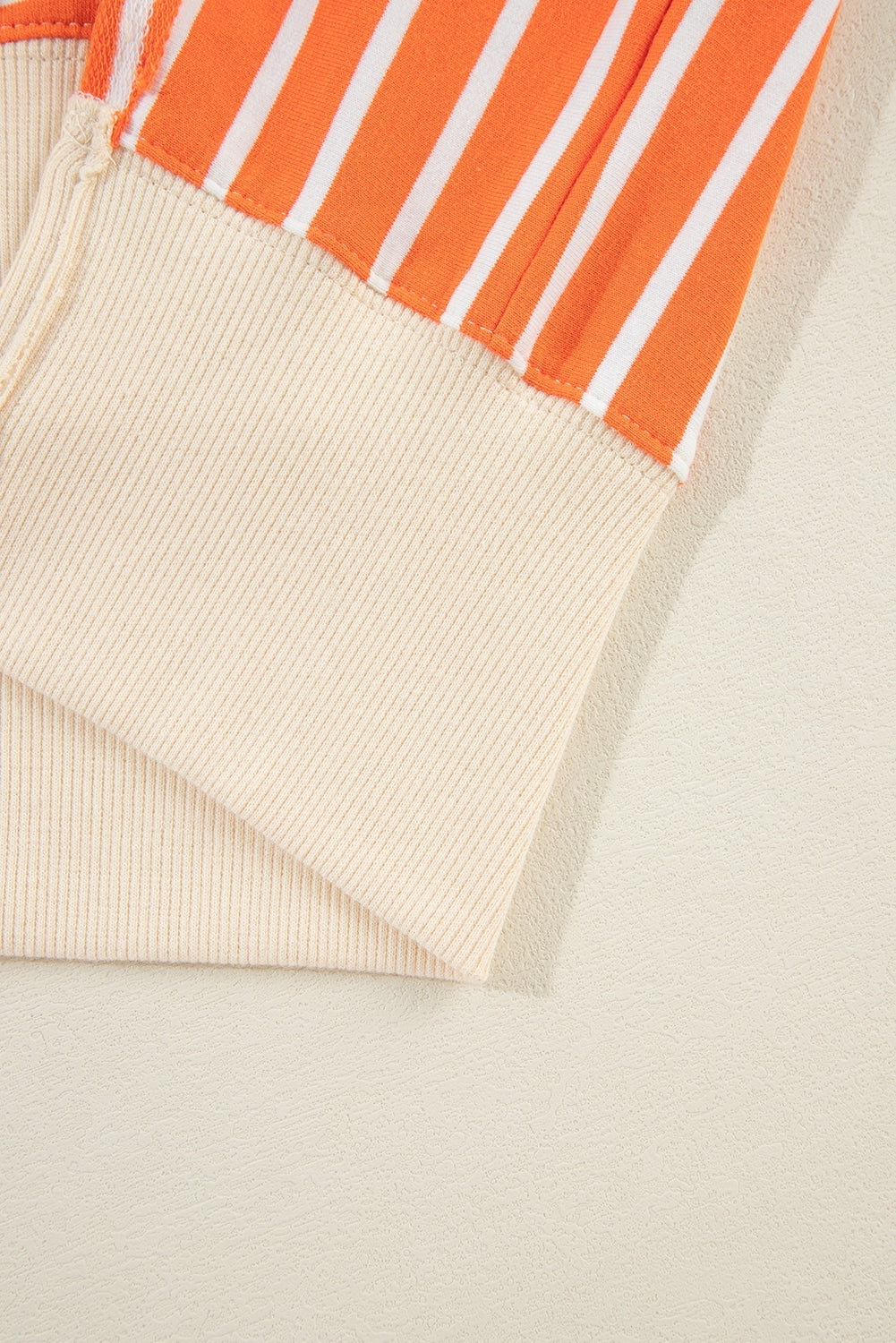 Orange Stripe Colour Block Loose Fit Collared Drop Shoulder Sweatshirt eAura