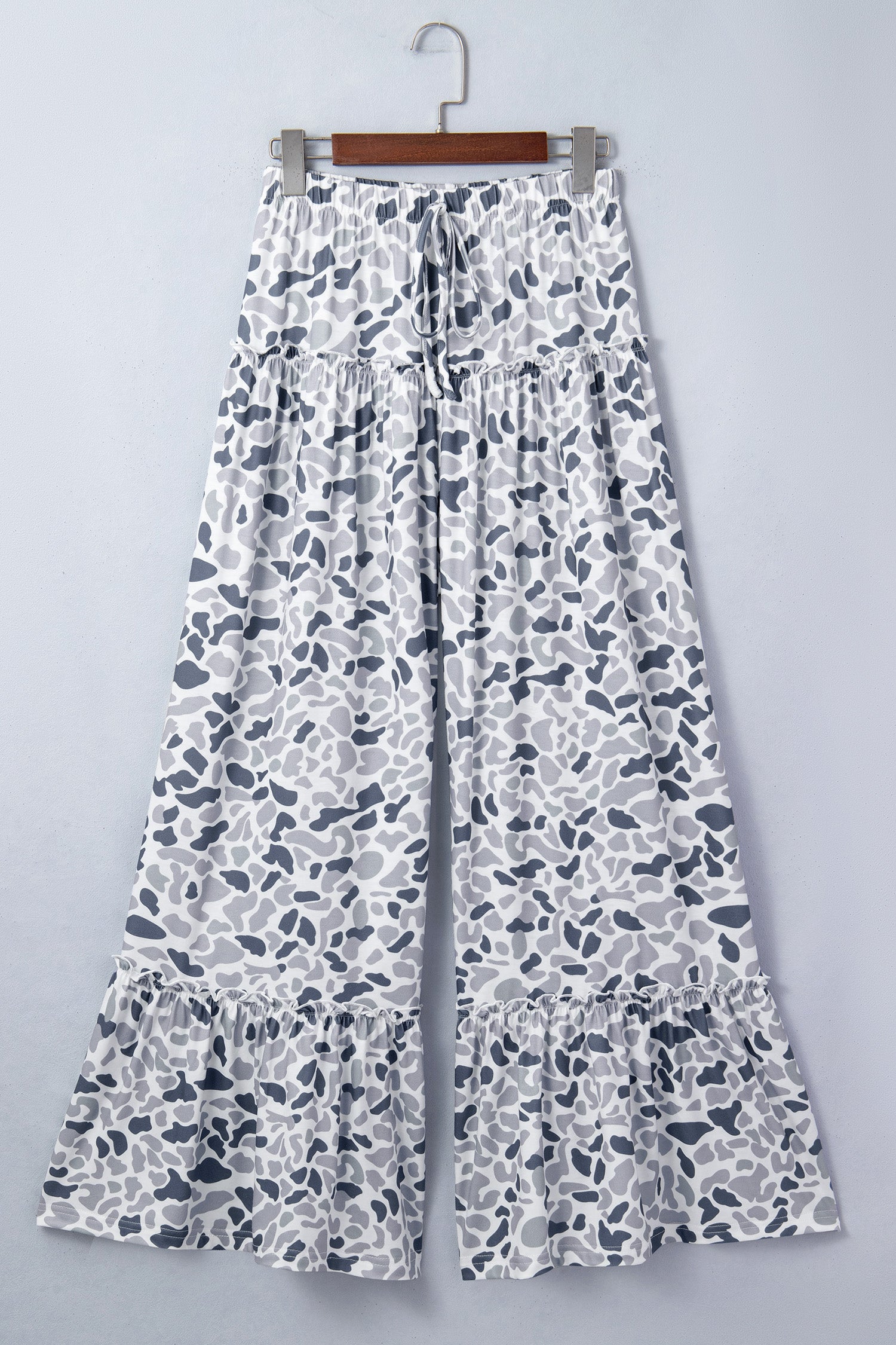 Camo Print Wide Leg Casual Pants