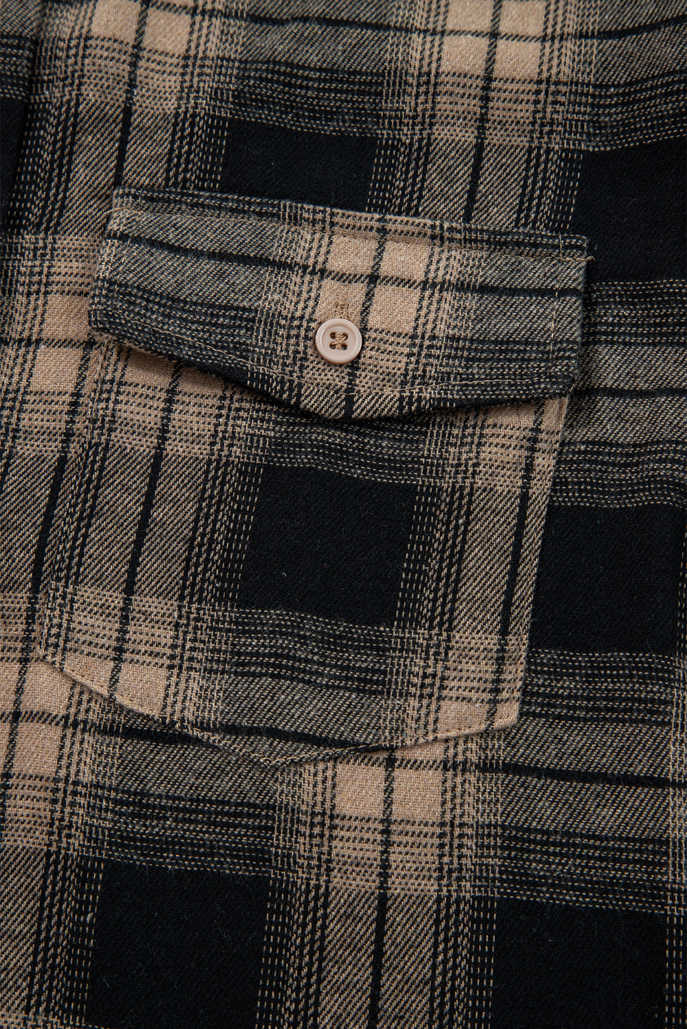 Multicolour Retro Plaid Double Flap Pocket Brushed Shacket - eAura