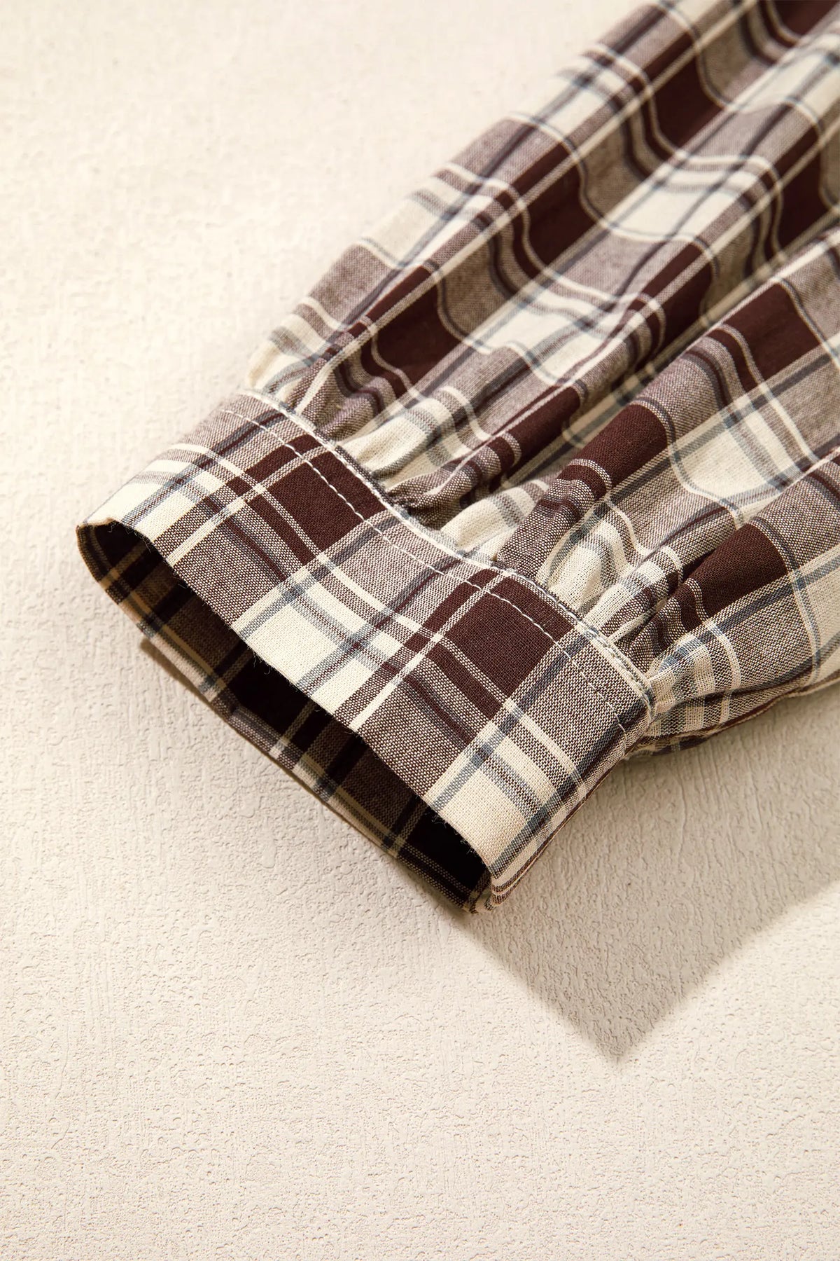Plaid Long Sleeve Short Shift Mini Dress – Brown