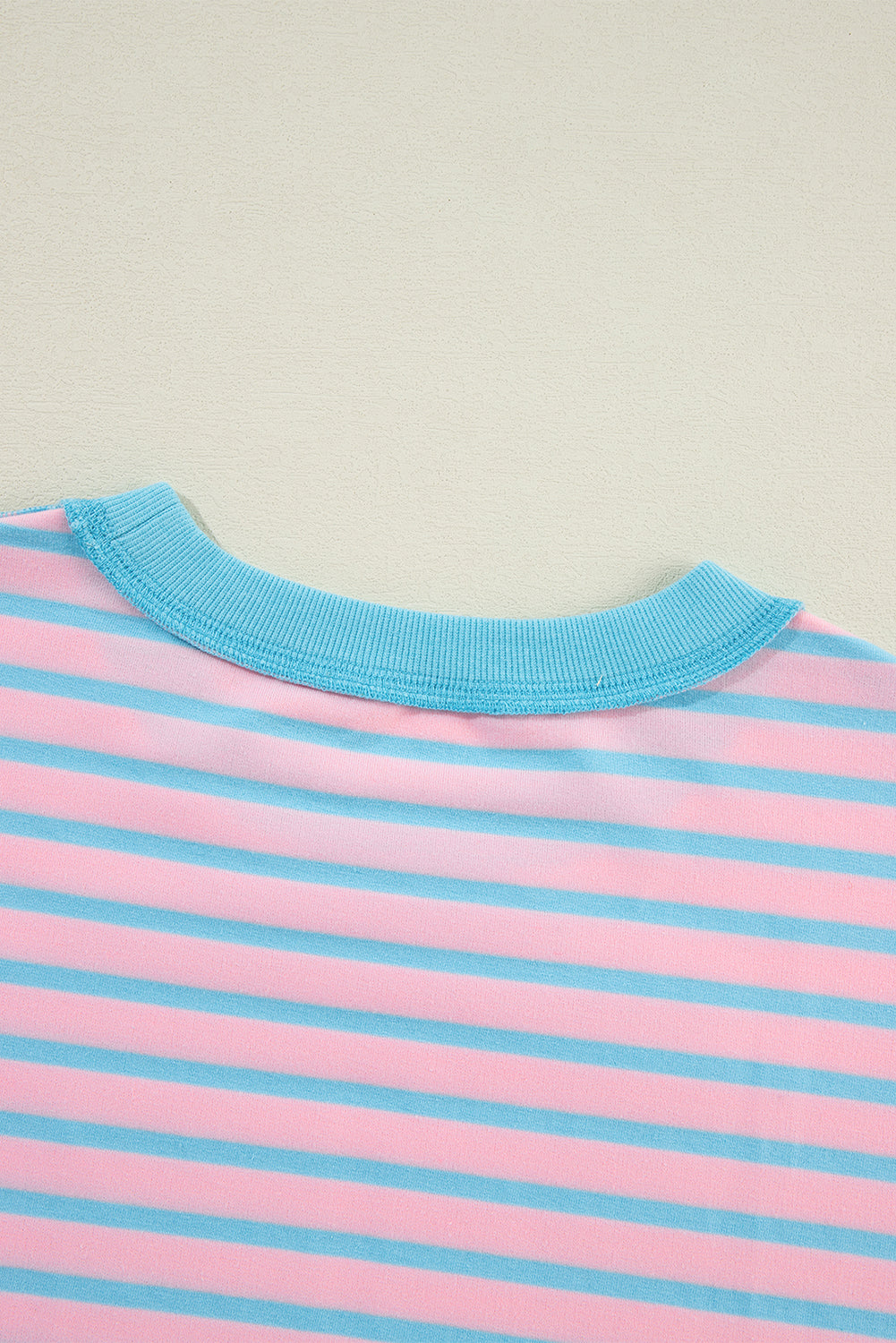 Pink Stripe Contrast Trim High Low Pullover Tunic Sweatshirt eAura