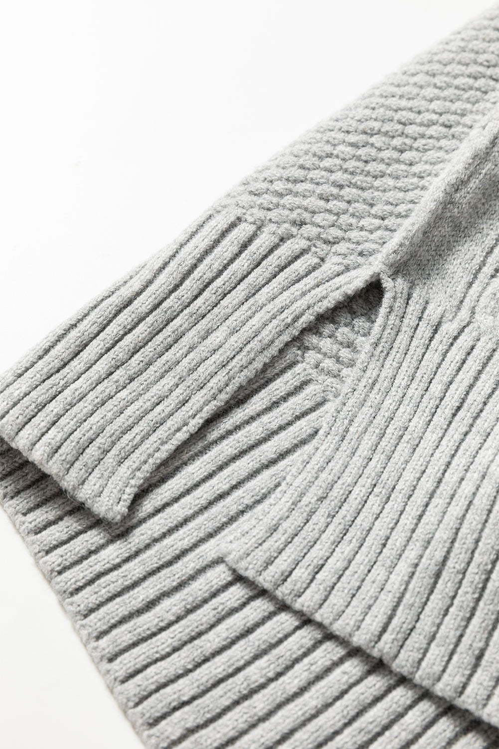 Cable Knit Quarter Zip Ribbed Trim Loose Sweater Dress - eAura