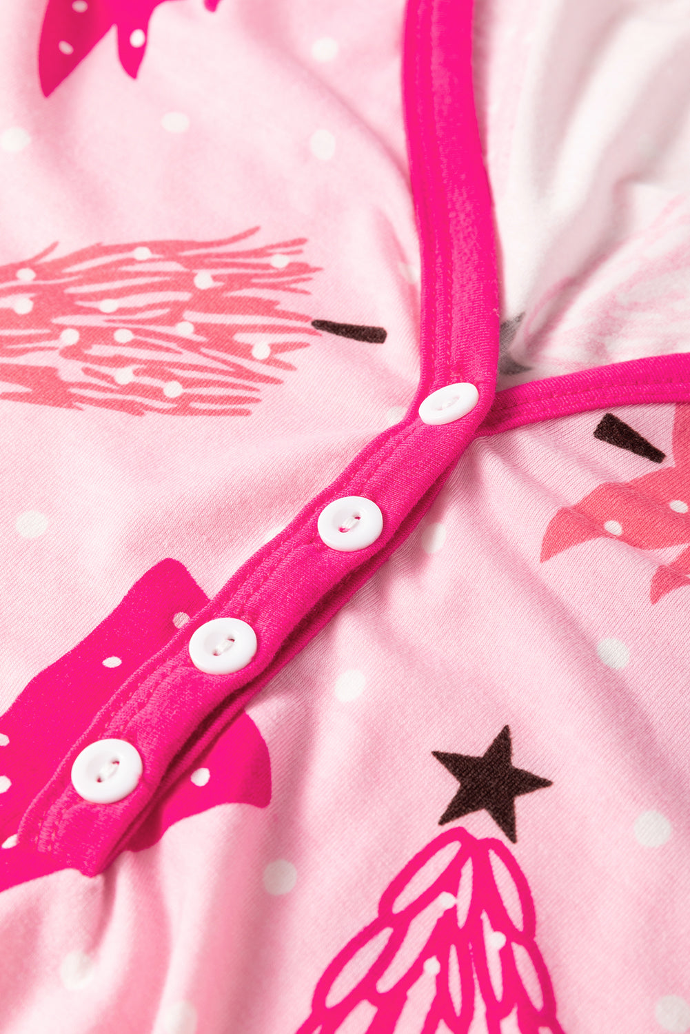 Pink Christmas Tree Print Long-Sleeve Pyjama Set eAura