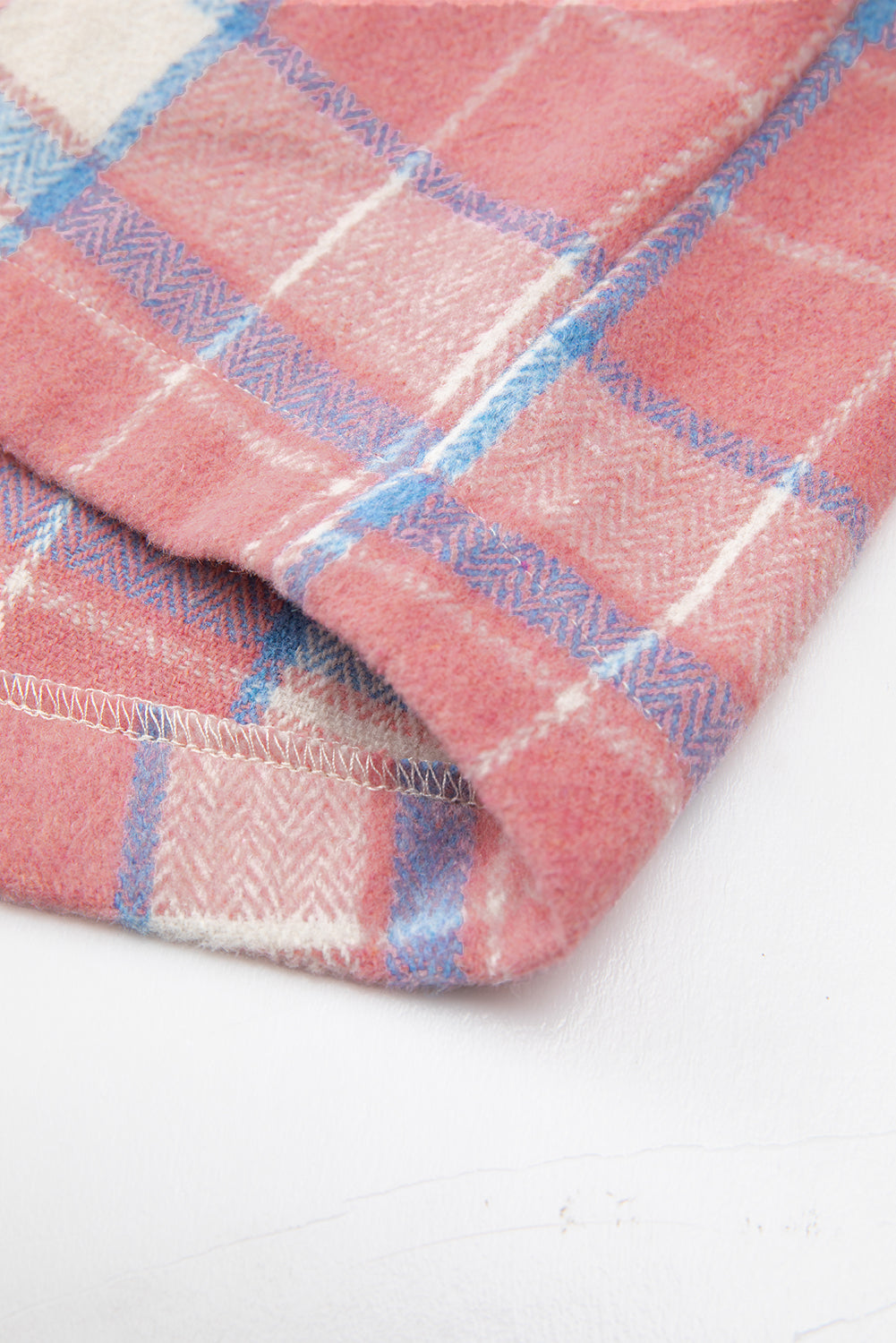 Pink Plaid Flap Pocket Button Up Shacket eAura
