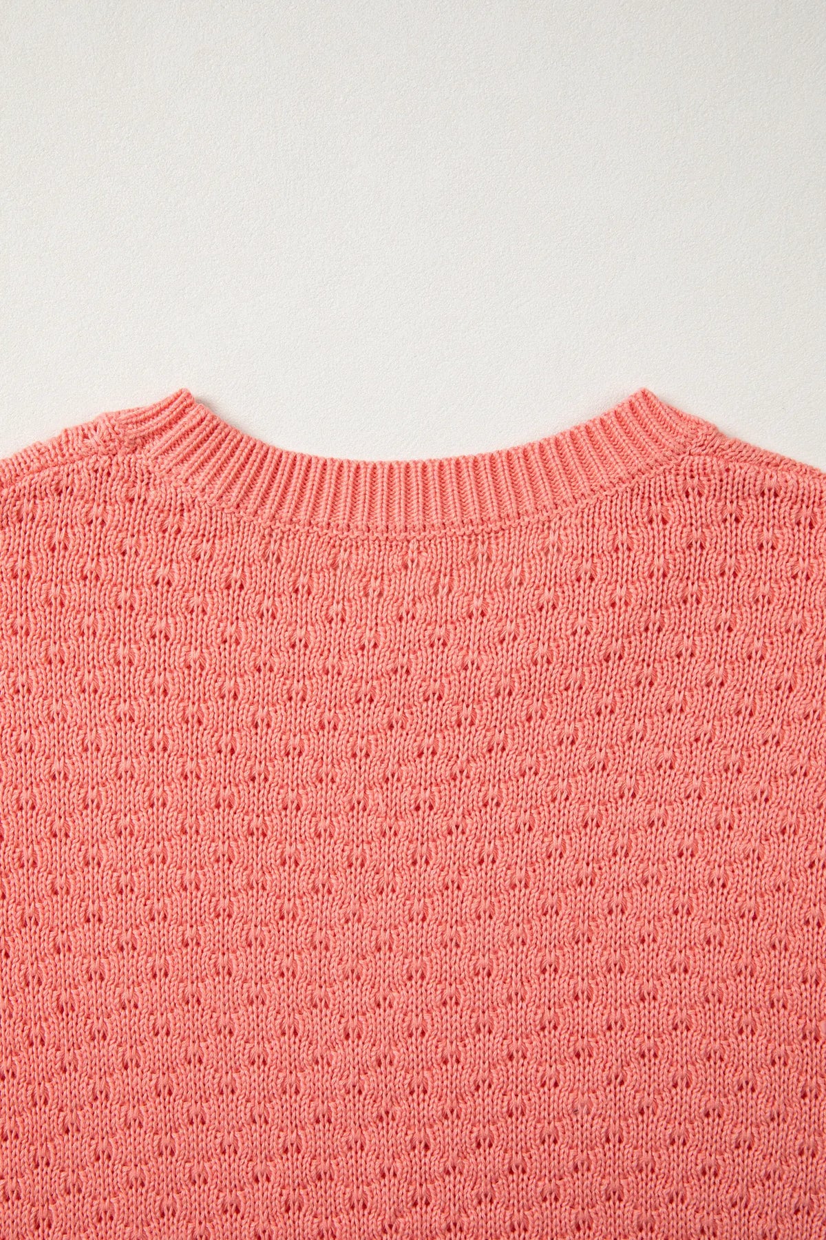 Breathable Patterned Knit Drop Shoulder Pullover Sweater – Coral Paradise