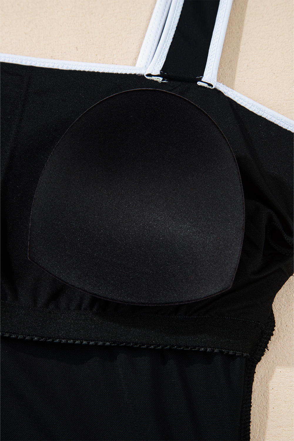 Black Colourblock Edge Belted One Piece Swimsuit eAura