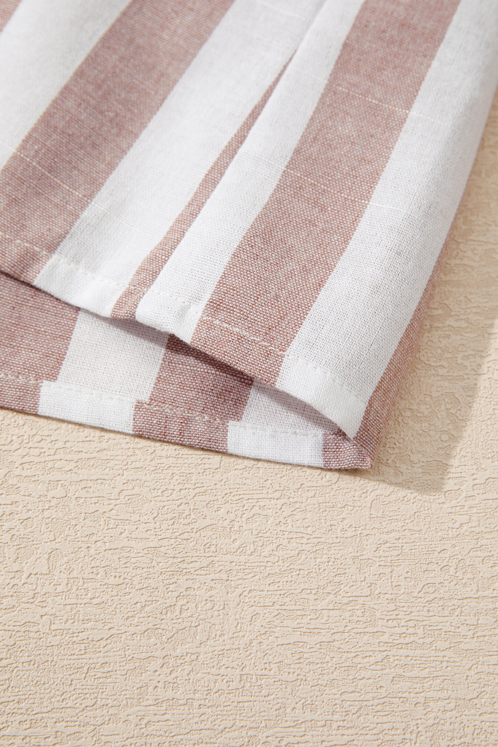 Khaki Stripe Casual Button Down Sleeveless Shirt eAura