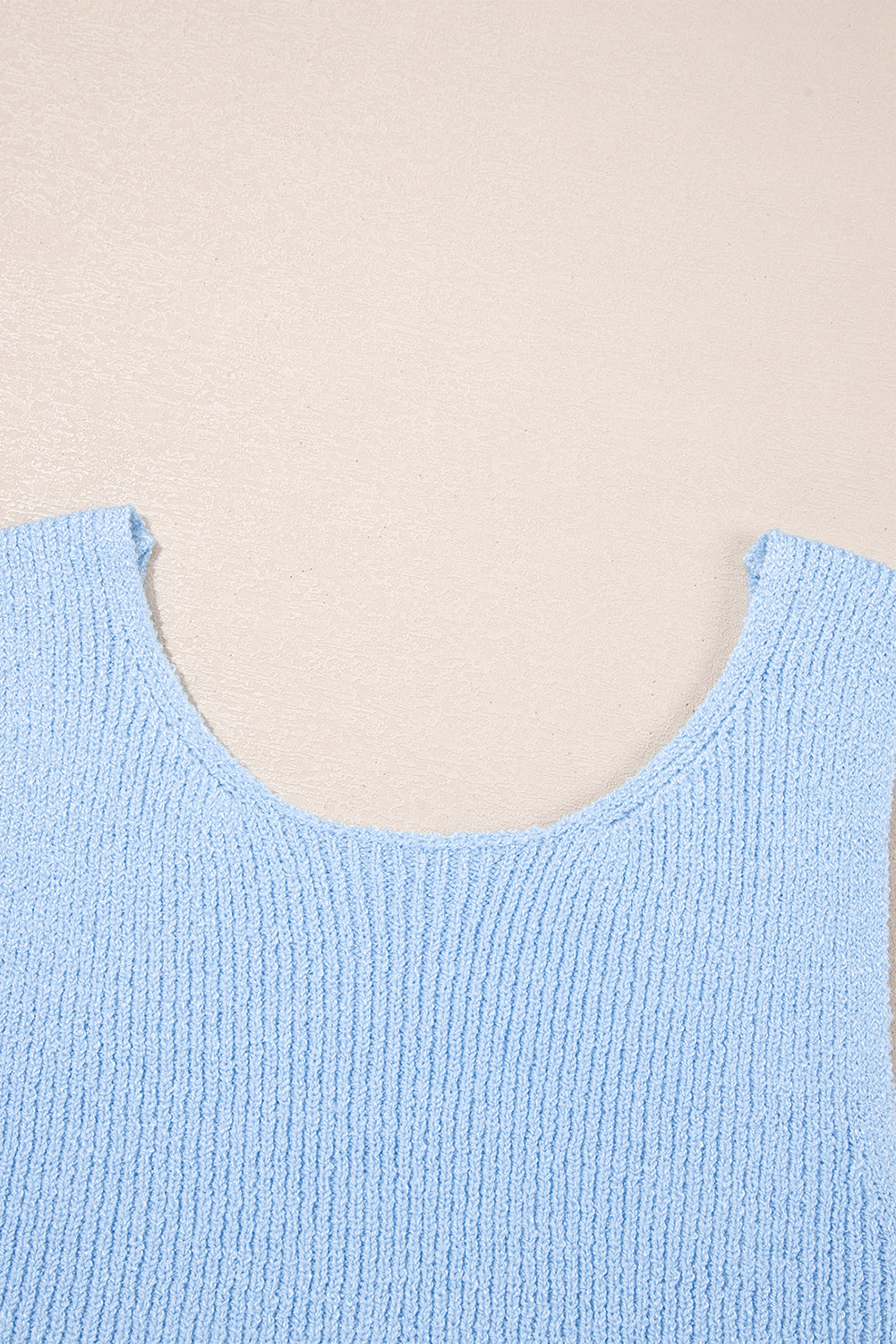 Beau Blue Horizontal Ribbing Patchwork Swing Sweater Tank eAura