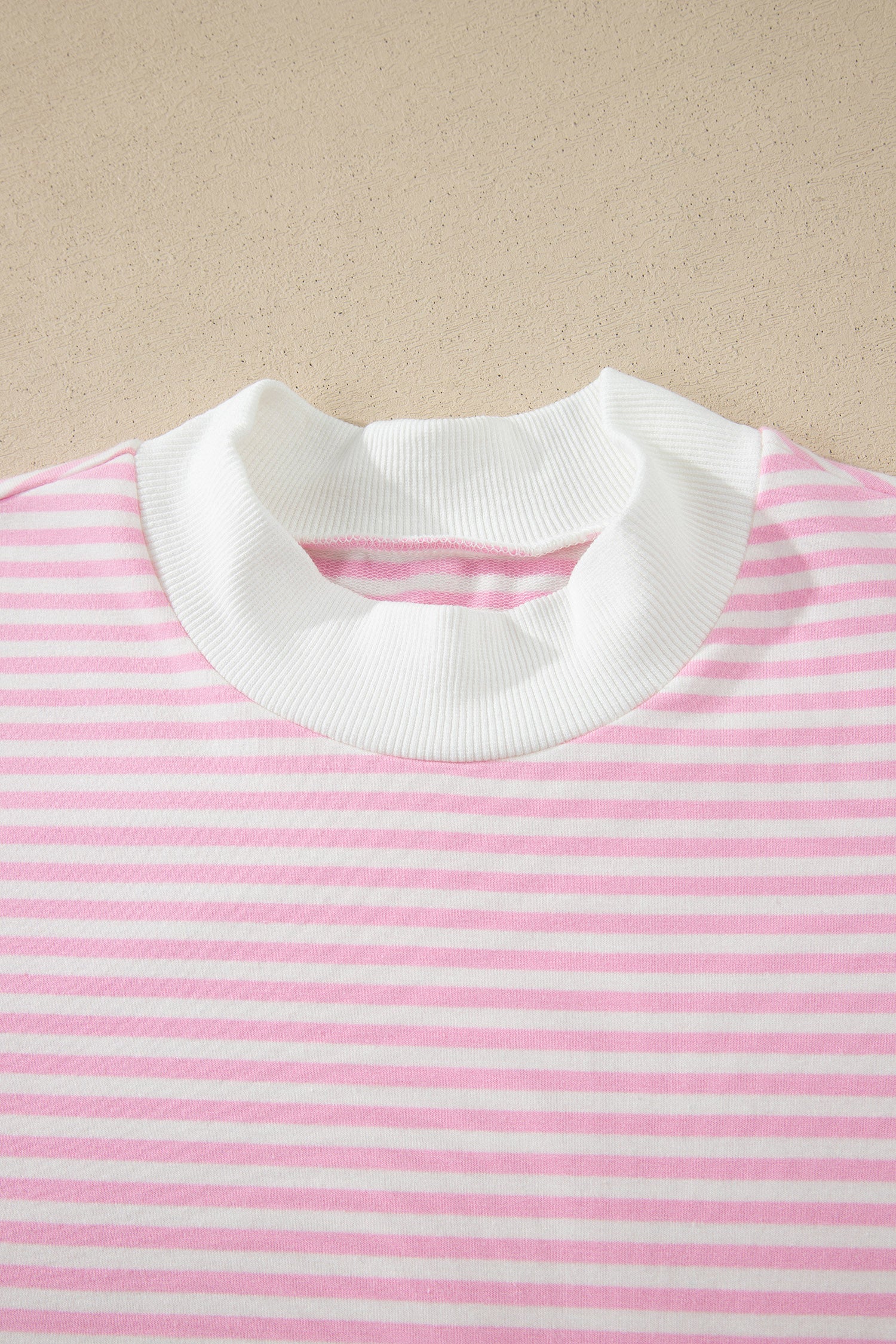 Stripe Cuffed Short Sleeve Contrast Mock Neck Tee Dress