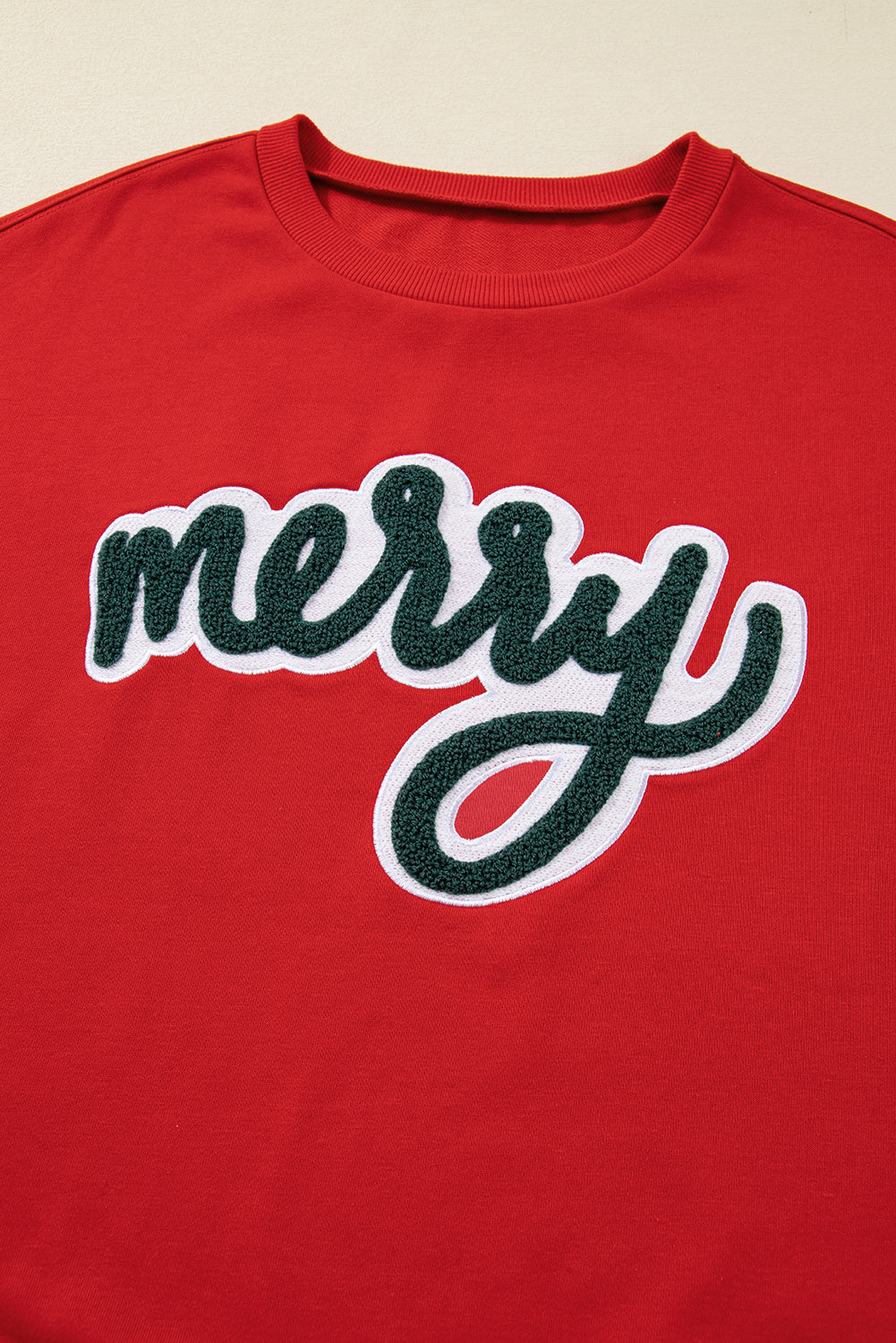 Fiery Red Merry Script Holiday Christmas Graphic Sweatshirt - eAura