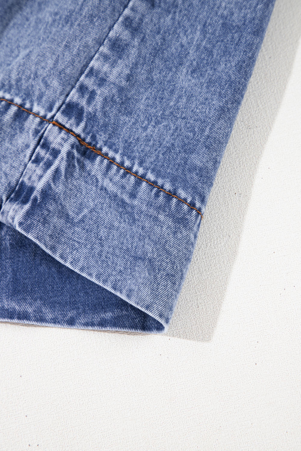 Beau Blue Tie V-Neck Tucking Detail Short Sleeve Denim Shift Dress - eAura