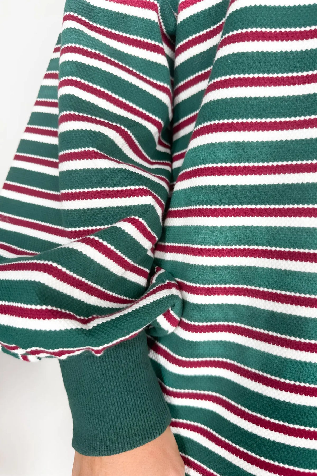 Striped Colourblock Round Neck Long Sleeve Shift Plus Size Sweatshirt – Green Stripe