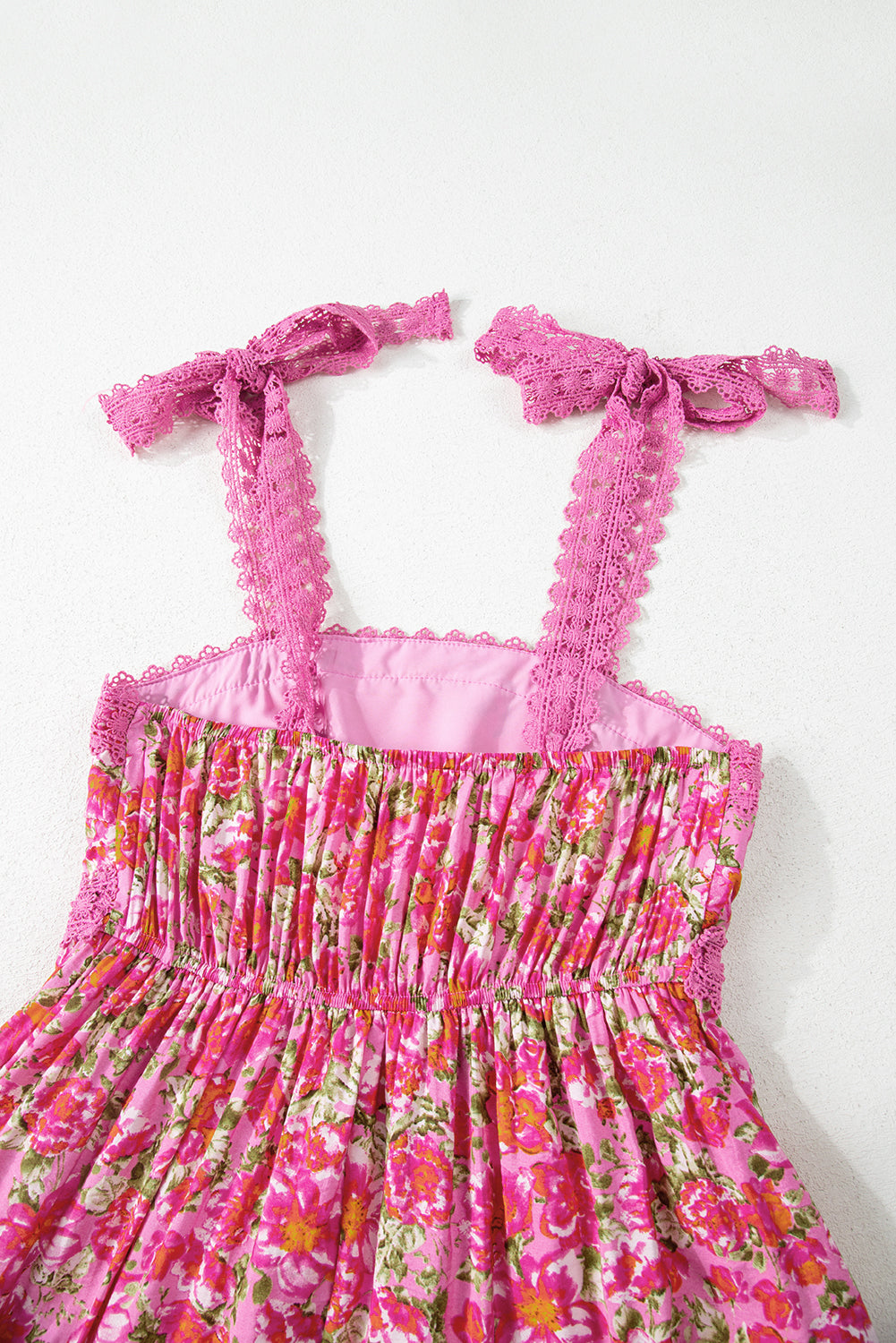 Rose Floral Lace Tied Strap Empire Waist Maxi Dress eAura